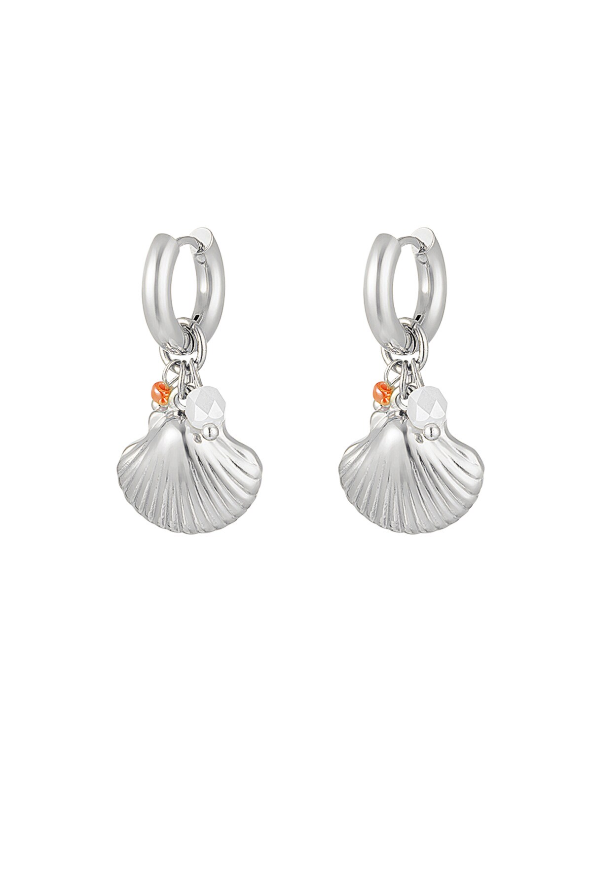 Earrings with charm shells - Silver color h5 