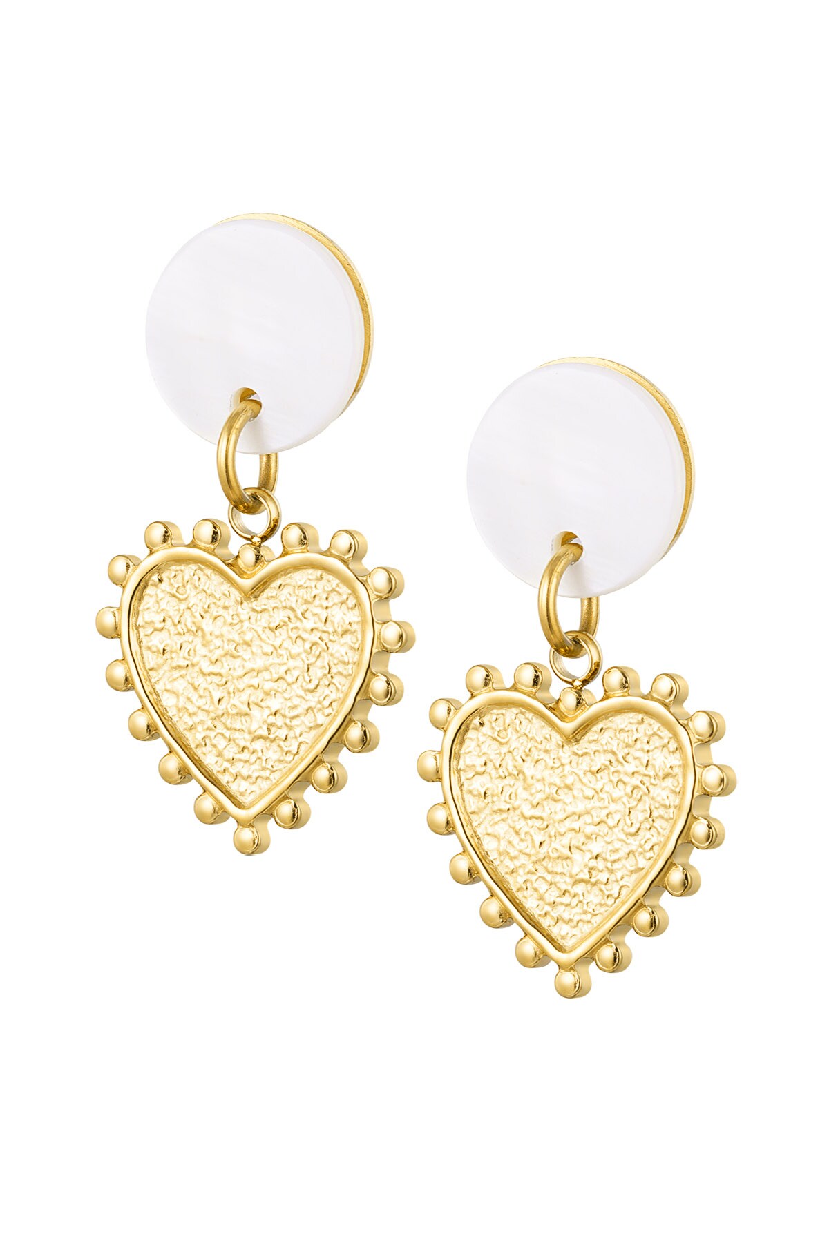 Earring shell with heart detail - Gold color h5 