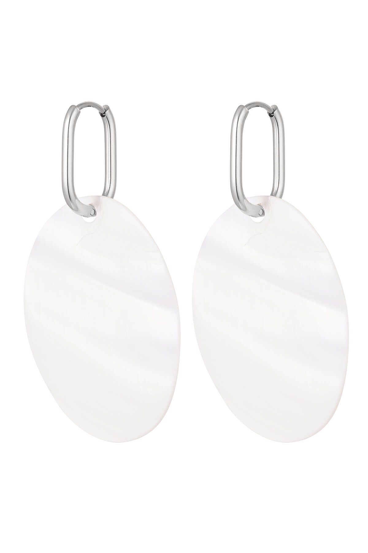 Earrings big coin - silver Stainless Steel 