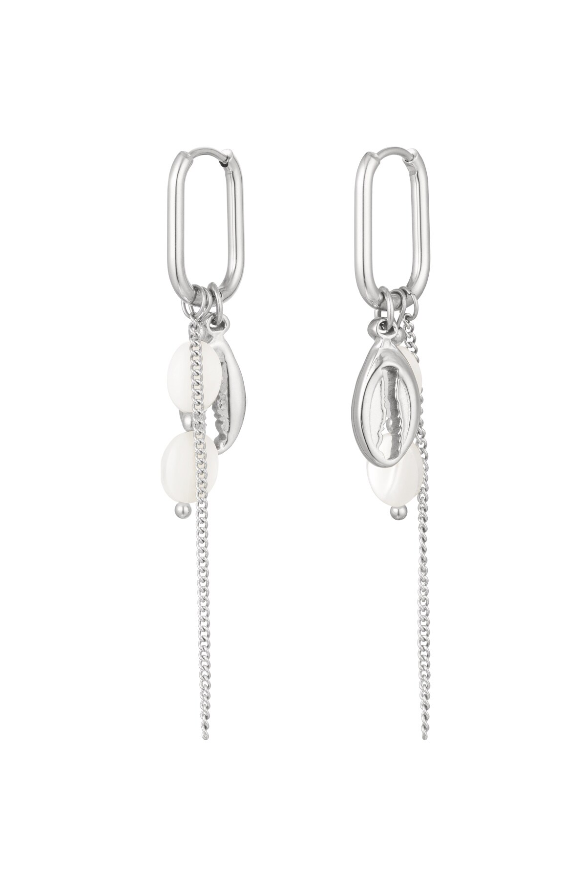 Earrings elongated with charms - silver Stainless Steel h5 