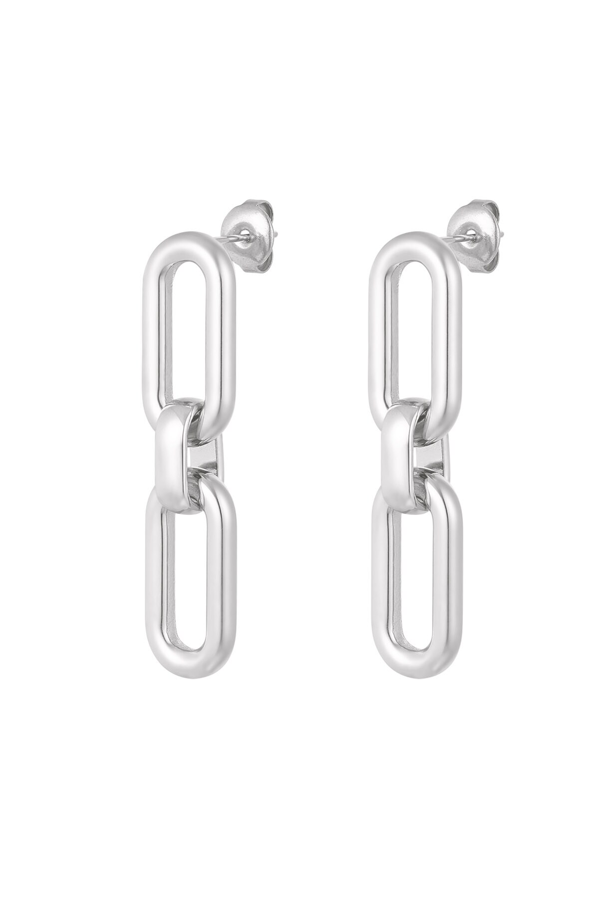 Earrings links elongated - Silver color h5 