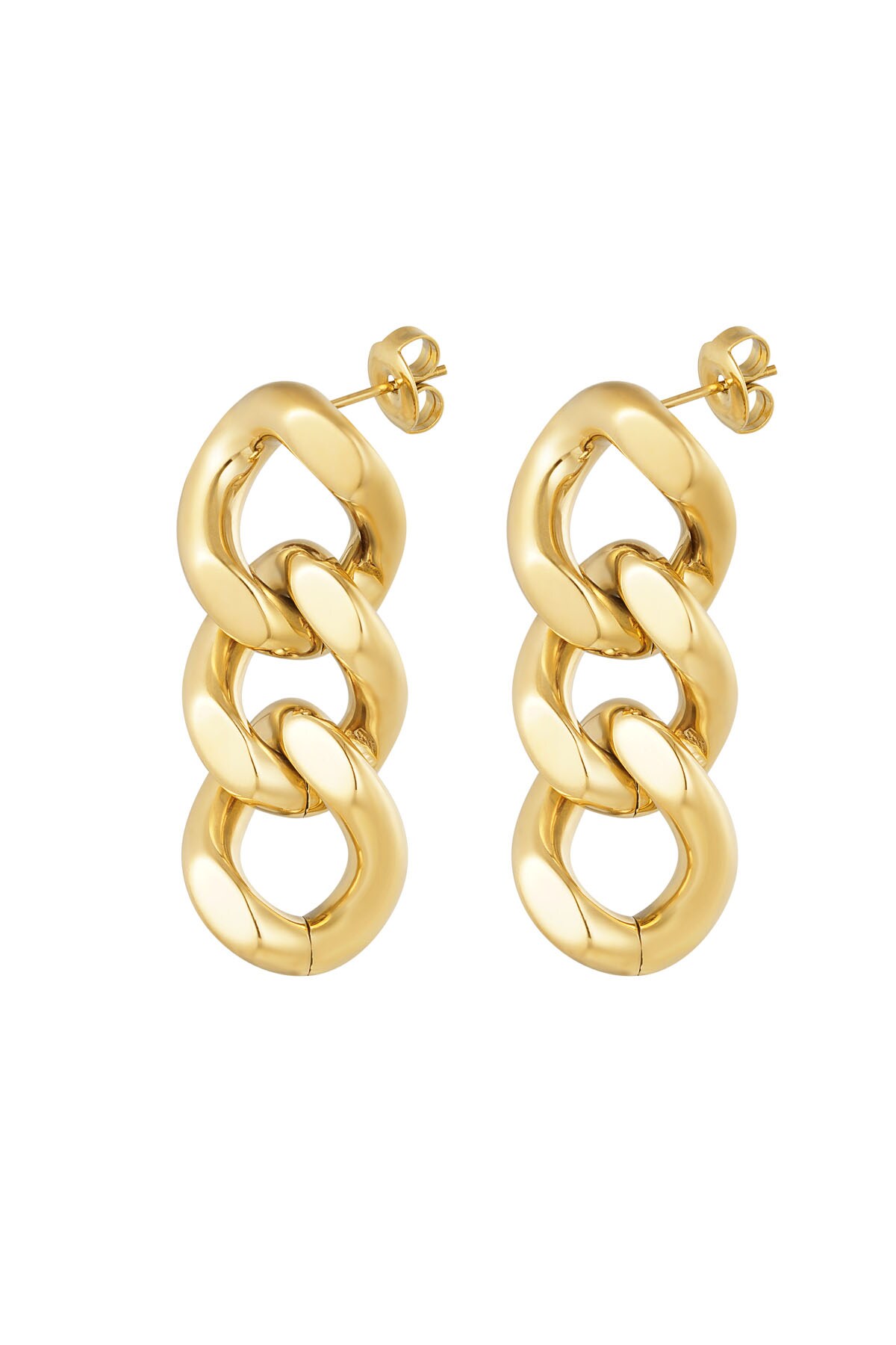 Earrings 3 links - Gold color h5 