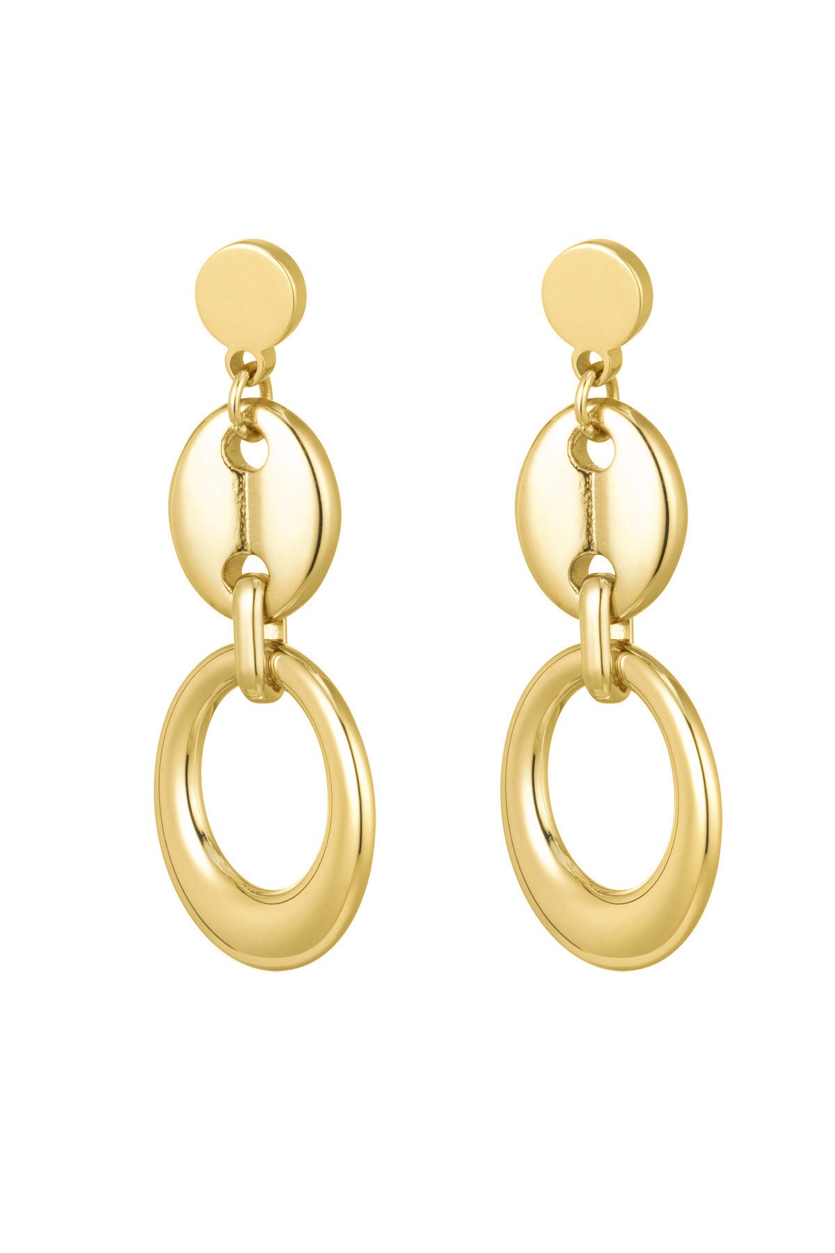 Earrings link with button detail - Gold color h5 