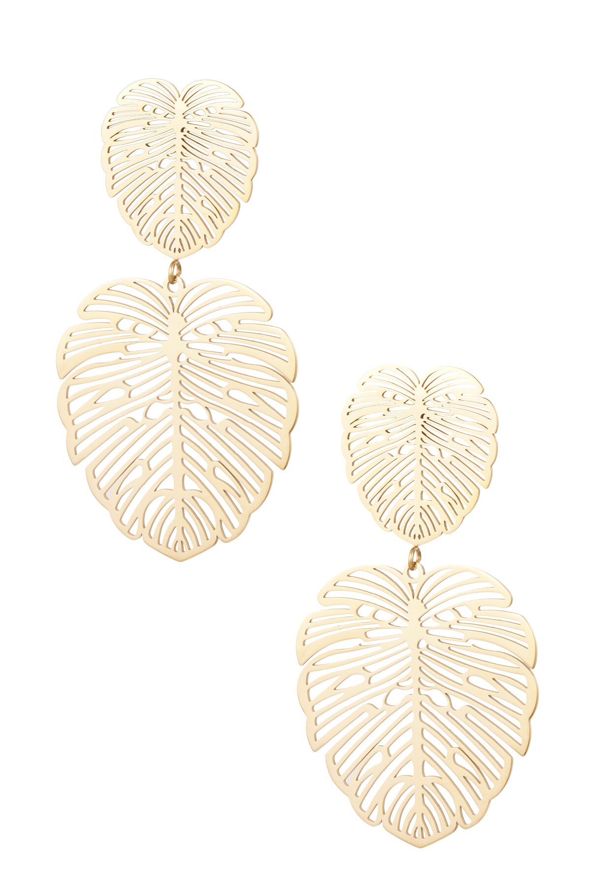 Earrings leaf & leaf - gold Stainless Steel h5 