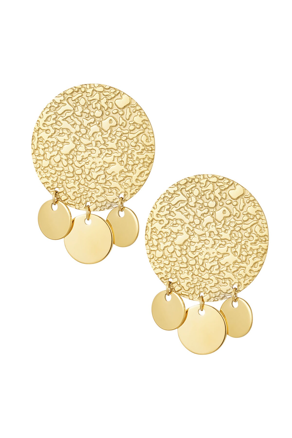 Earrings coin with bells - Gold color h5 