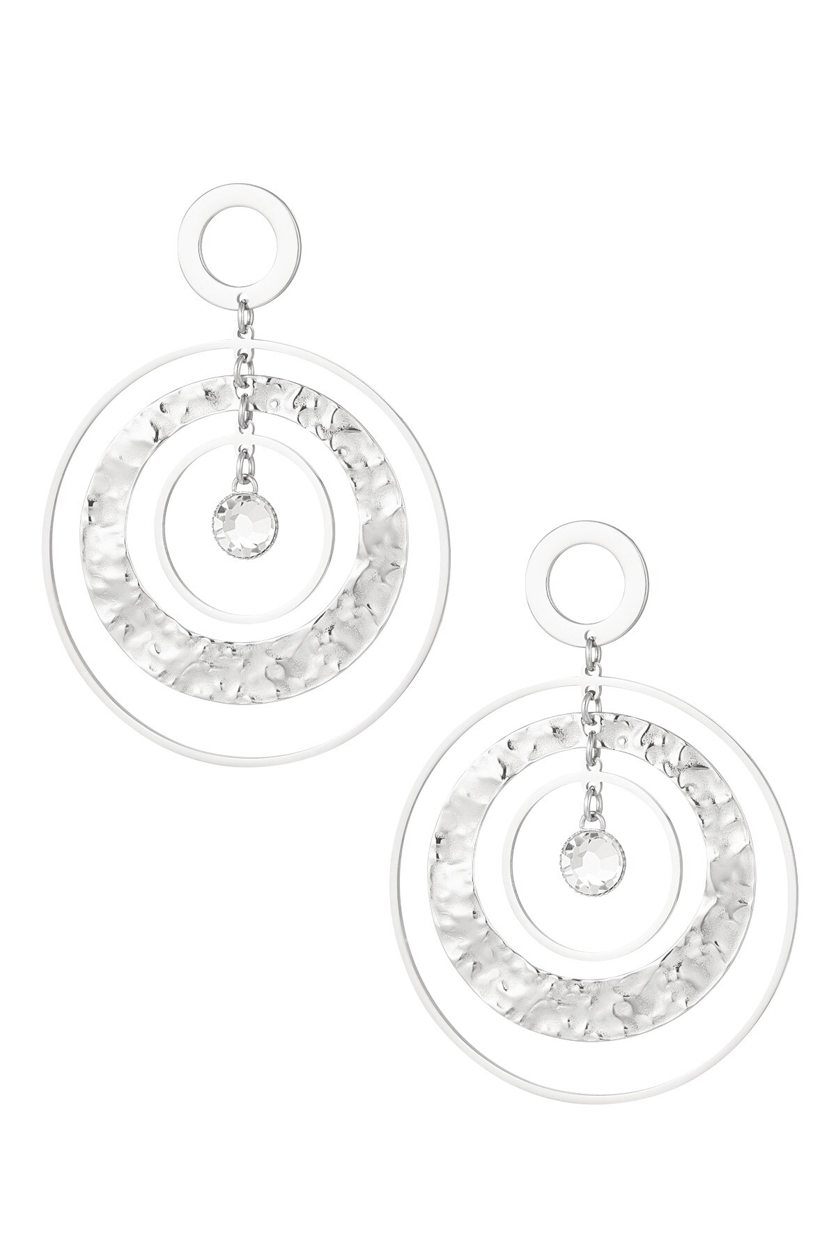 Earrings dream catcher with stone - Silver color h5 