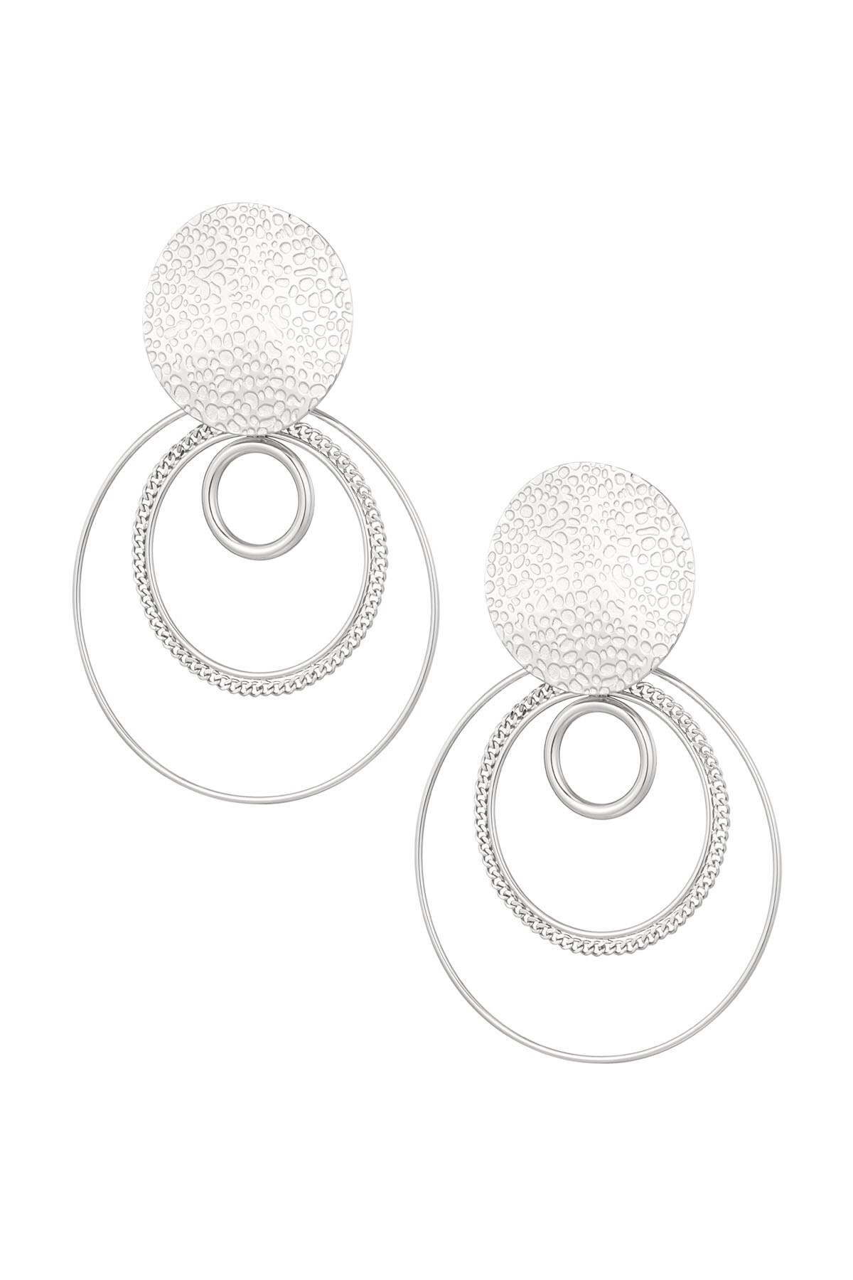 Earrings different rings - Silver color h5 