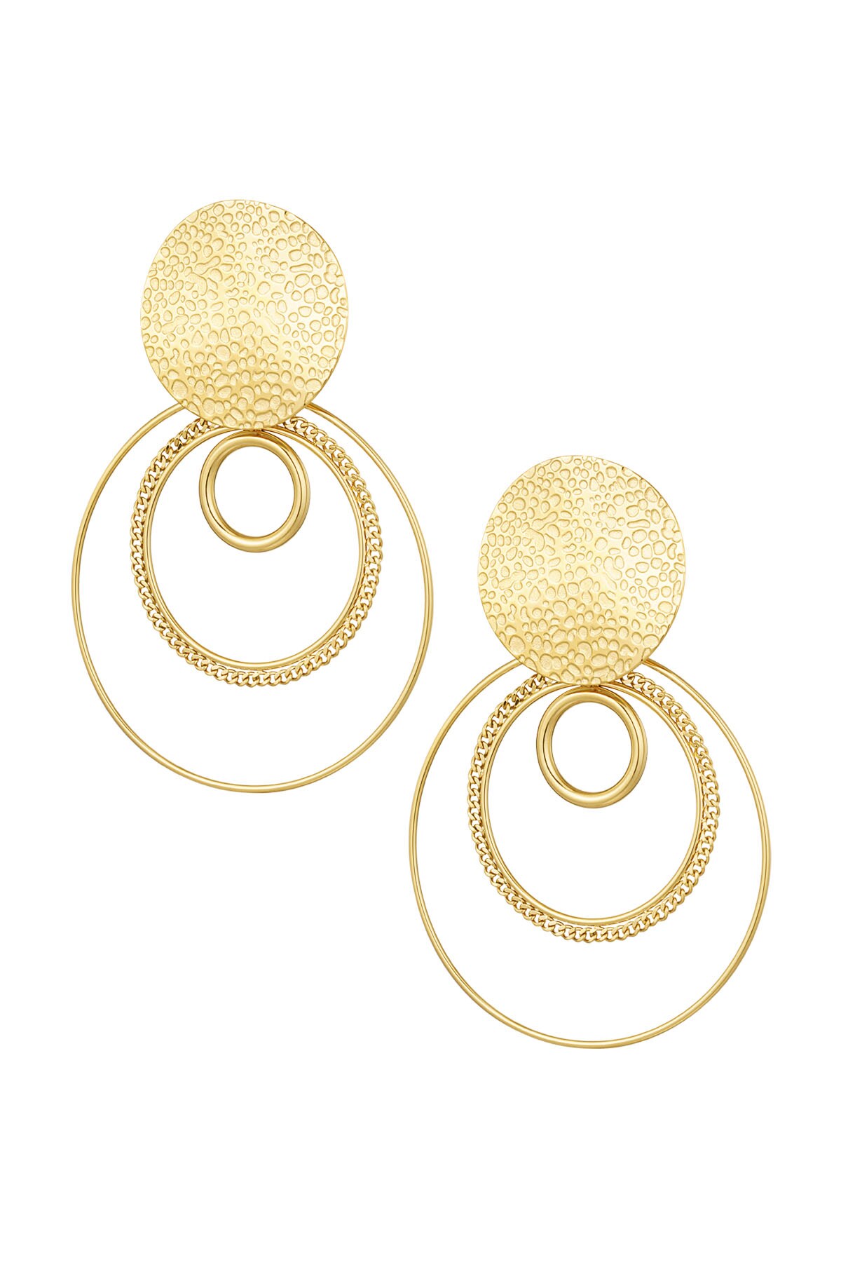 Earrings different rings - Gold color 