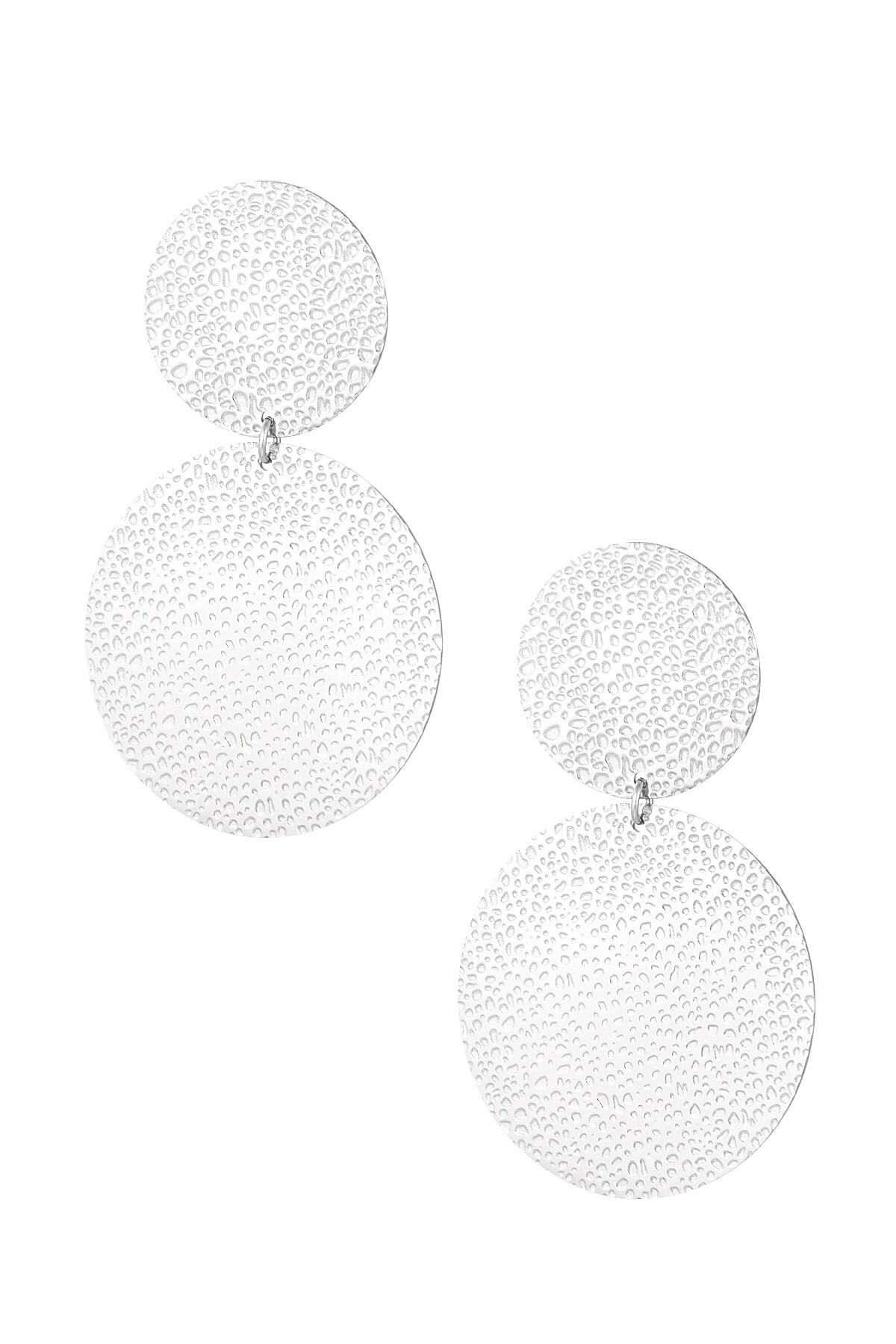 Earrings statement circles with print - Silver color h5 