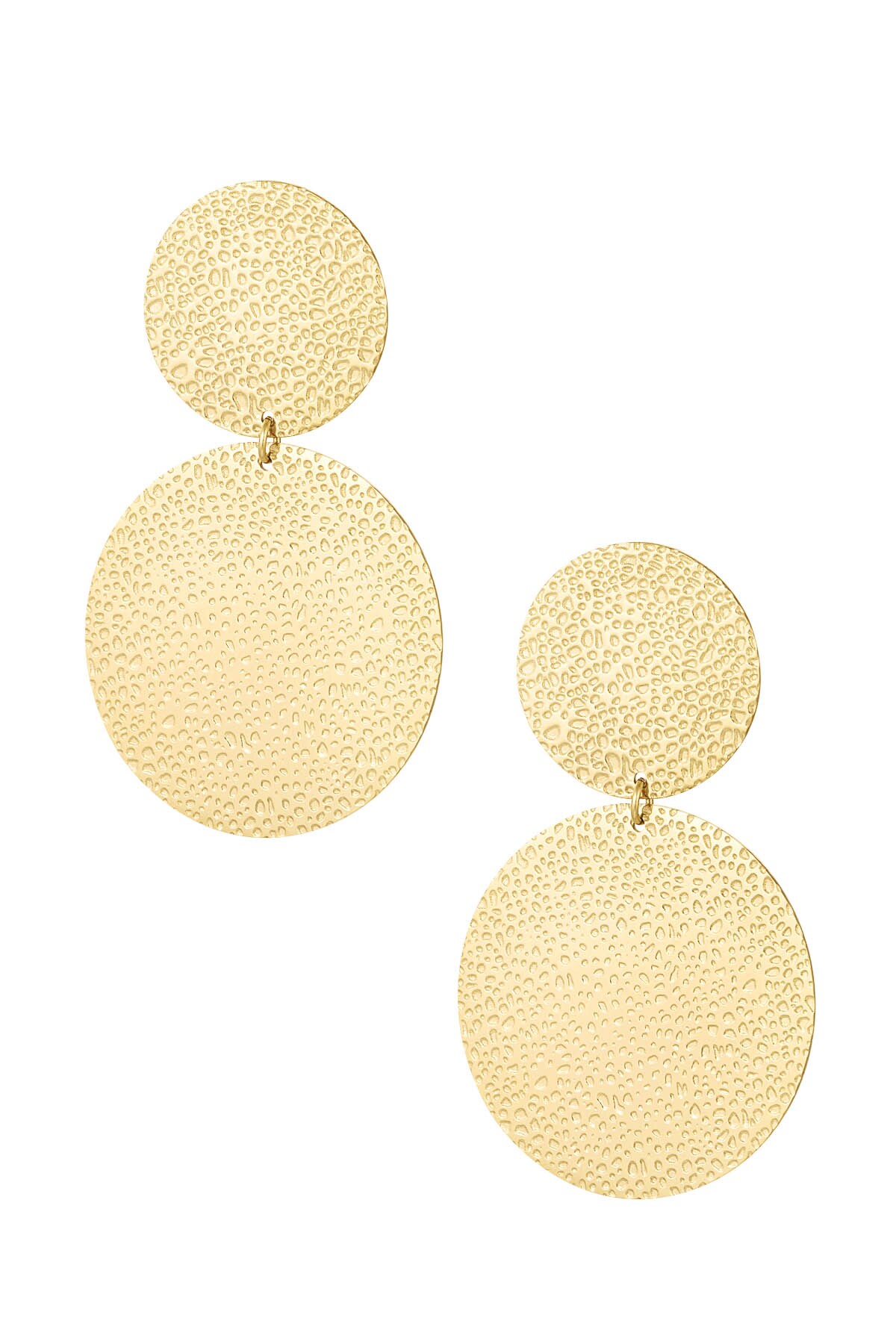 Earrings statement circles with print - Gold color h5 