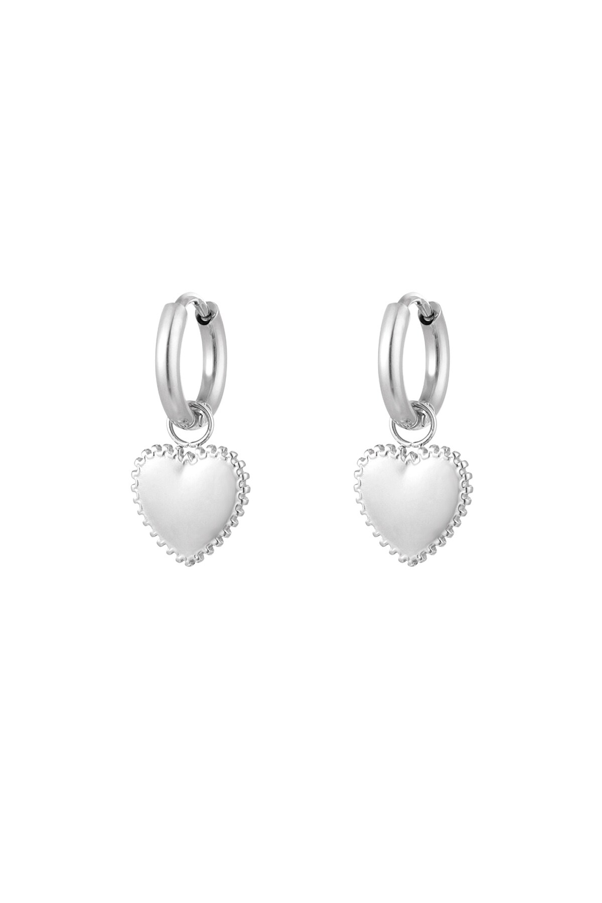 Earrings decorated heart small - Silver color h5 