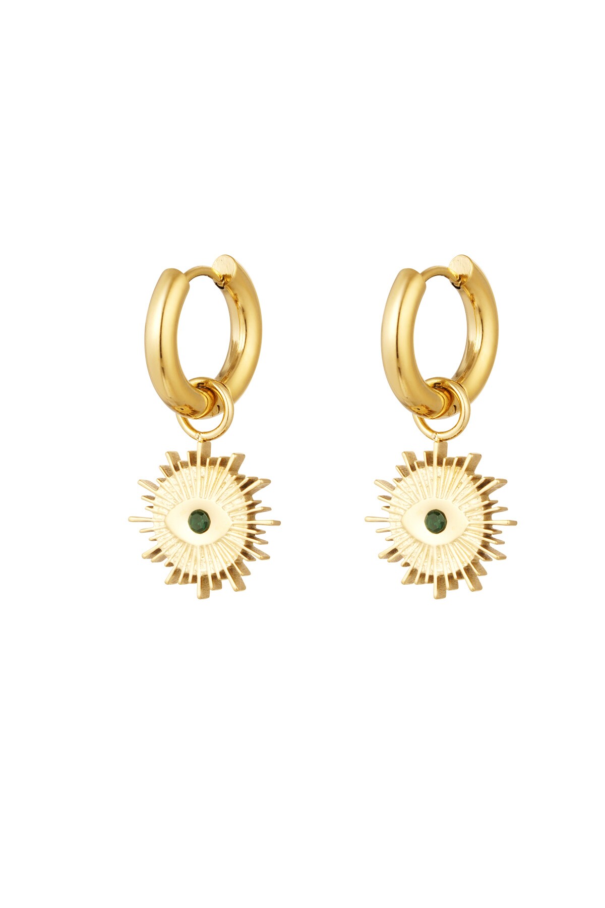 Earrings round eye charm - gold Stainless Steel h5 