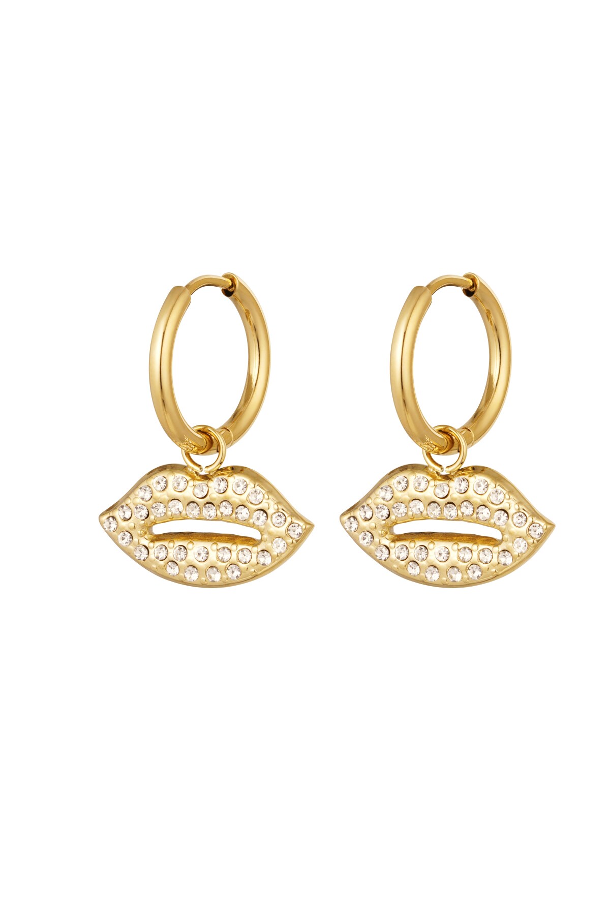 Earrings lips charm - gold Stainless Steel h5 