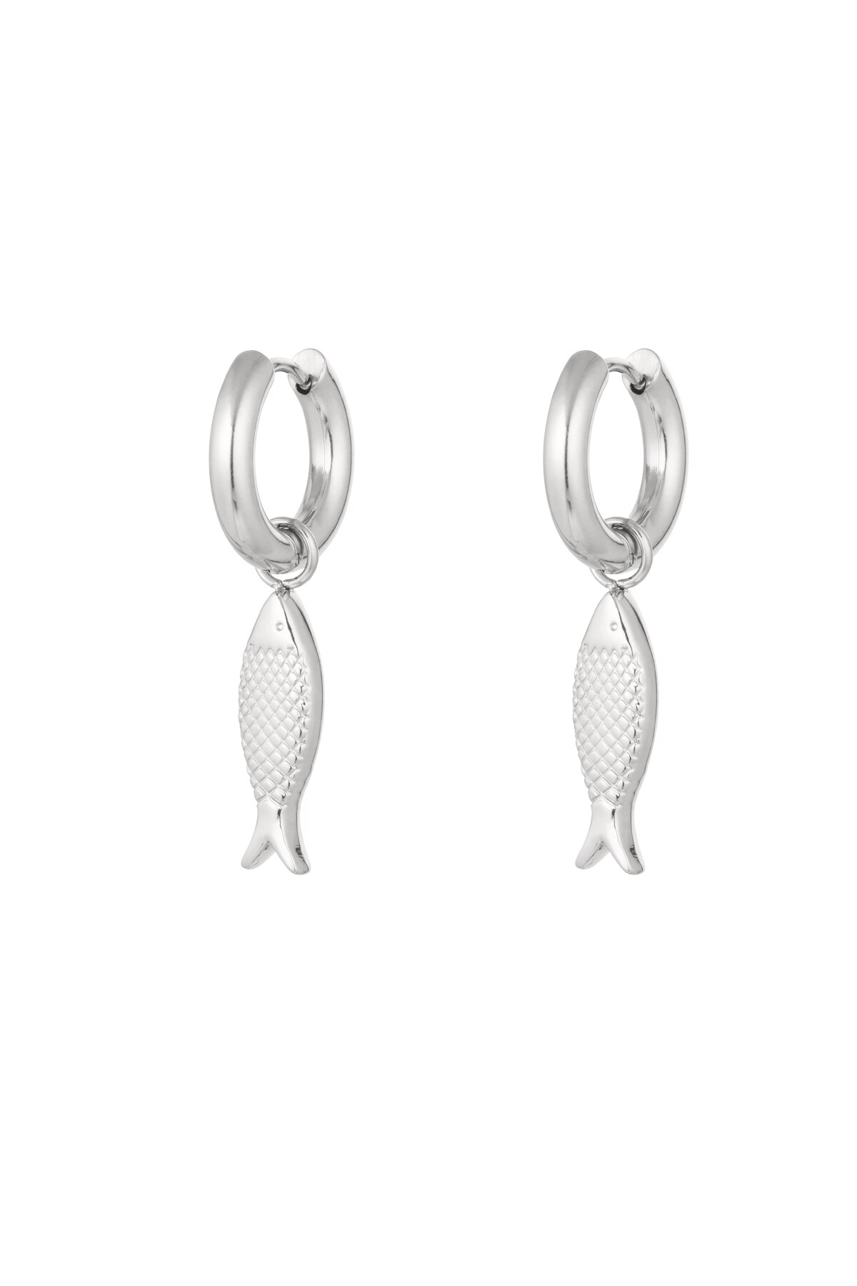 Earrings with fish charm - silver Stainless Steel h5 