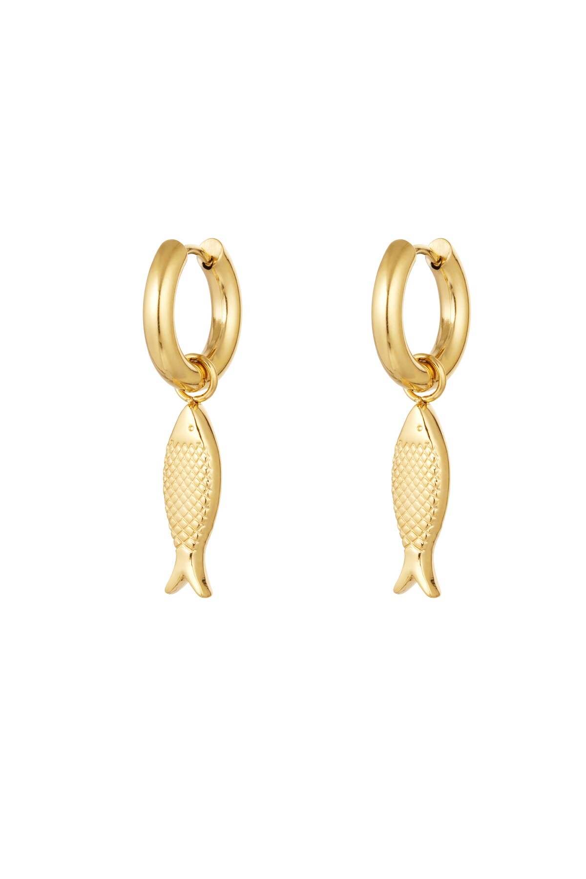 Earrings with fish charm - gold Stainless Steel h5 