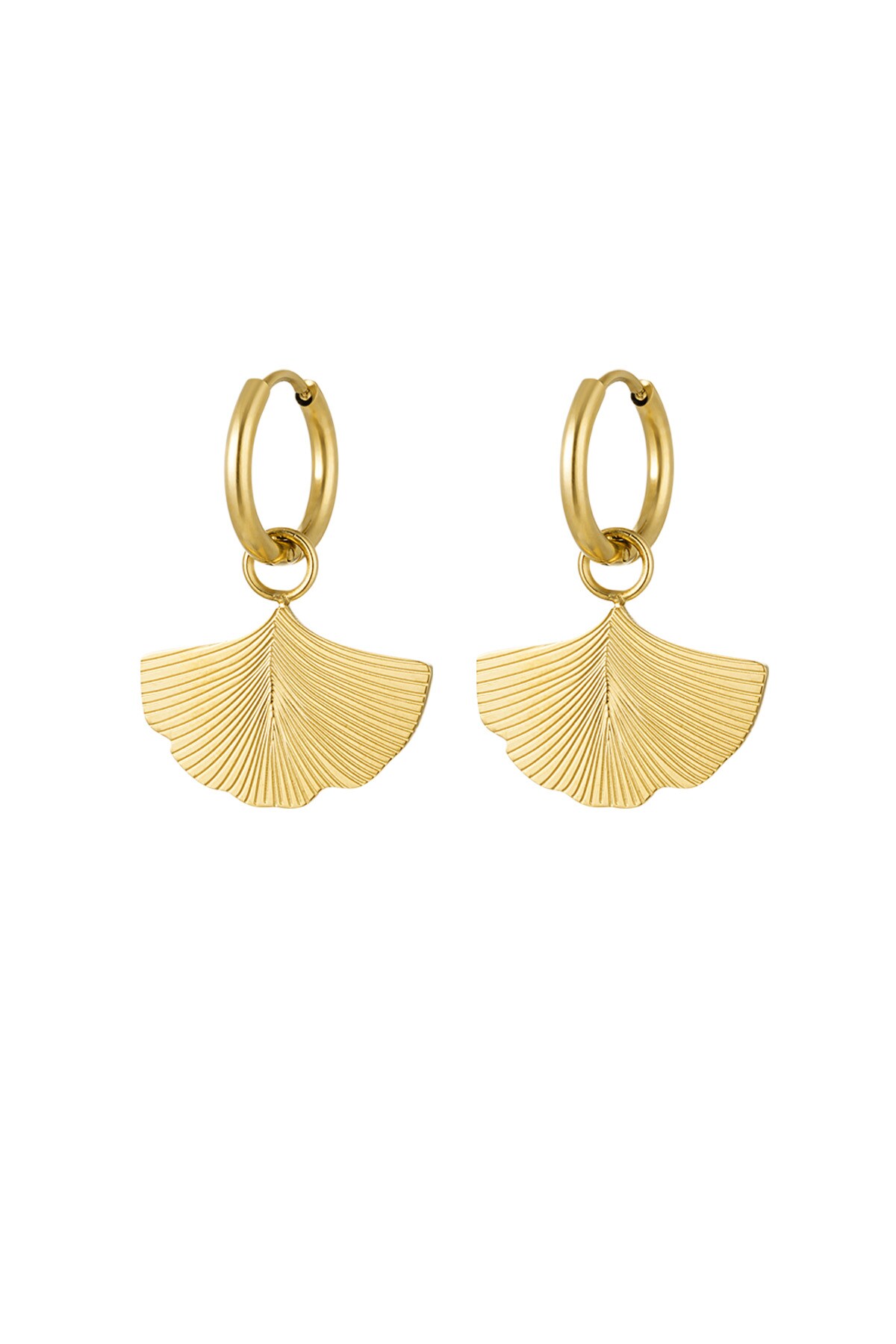 Earrings with leaf charm - Gold color 