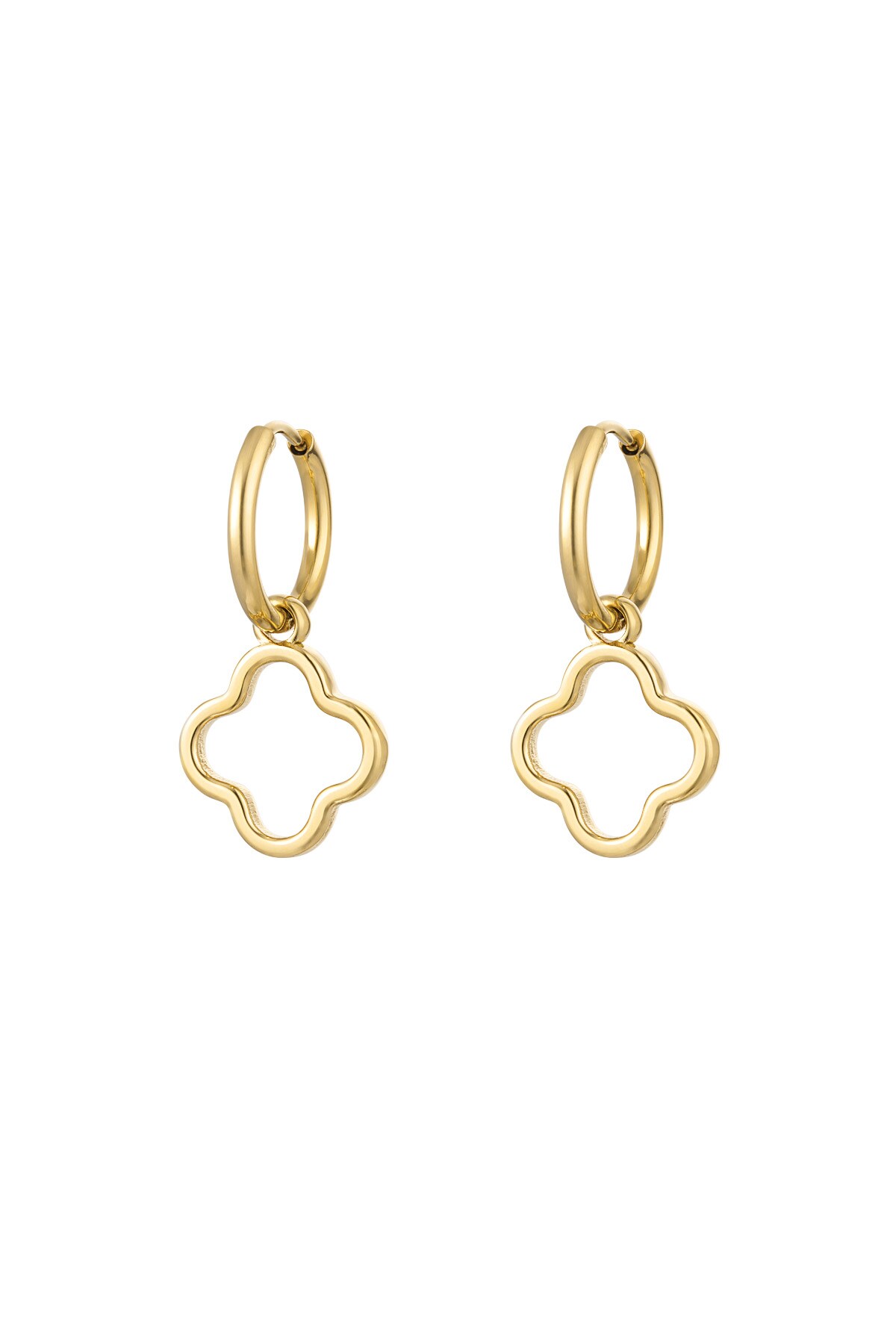 Earrings basic clover - Gold color h5 