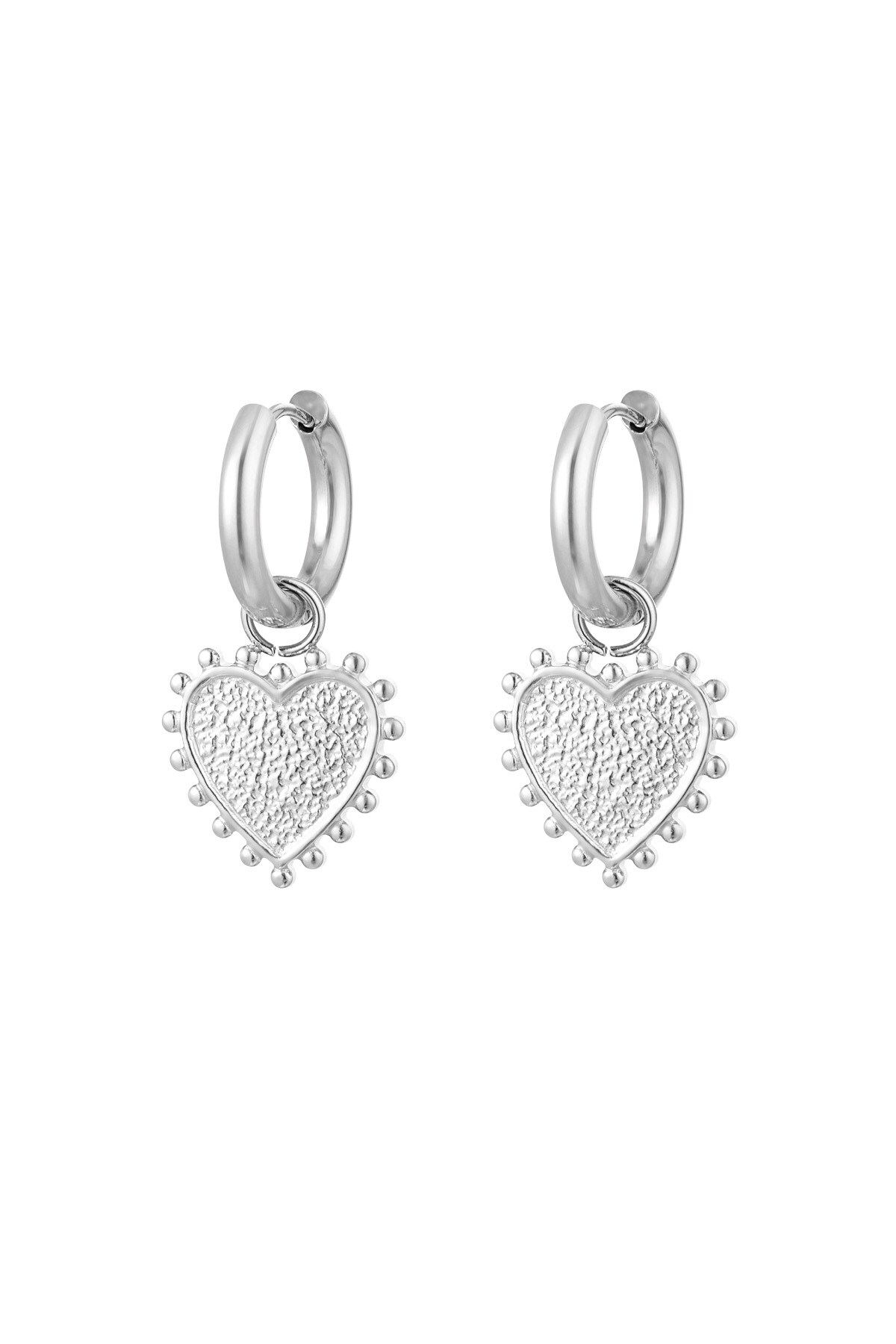 Earrings decorated heart - Silver color h5 