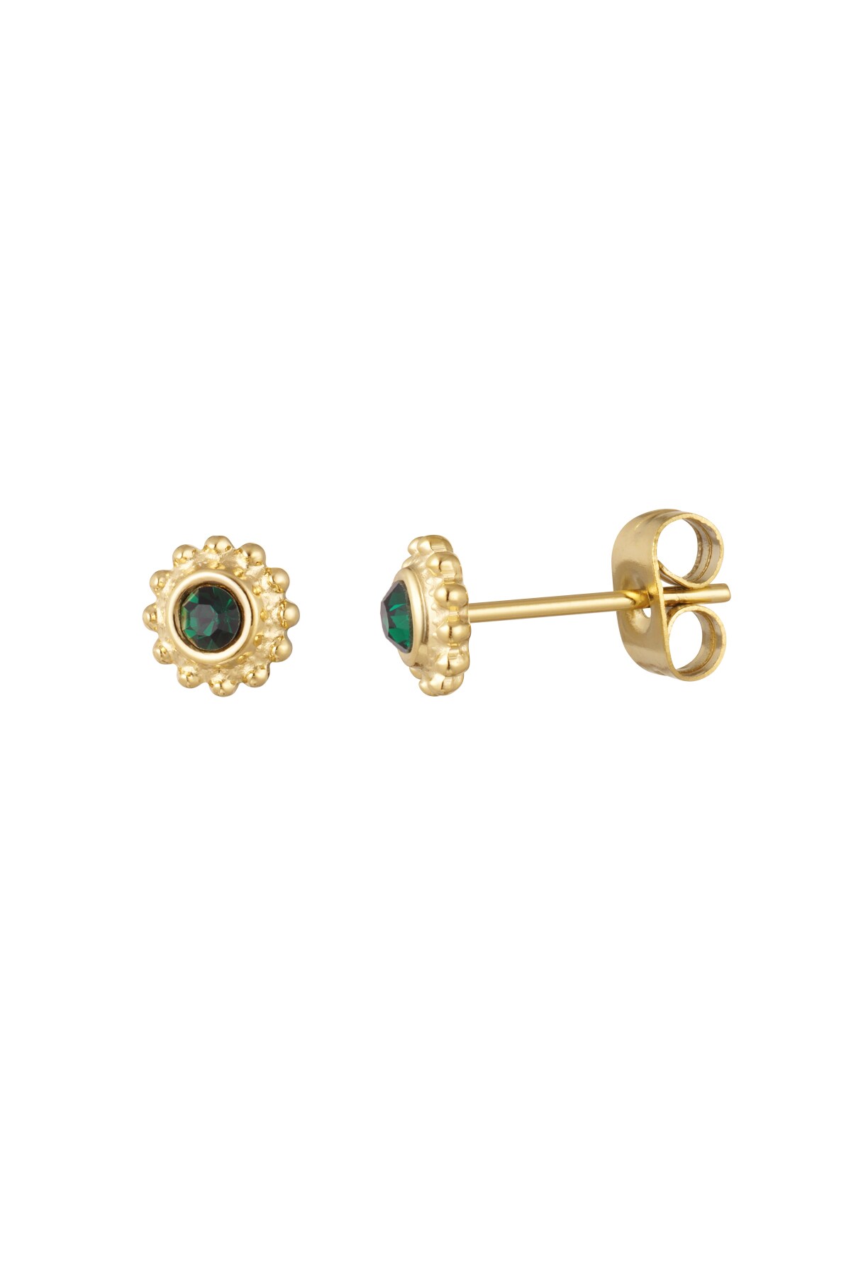 Ear studs moon - green gold h5 