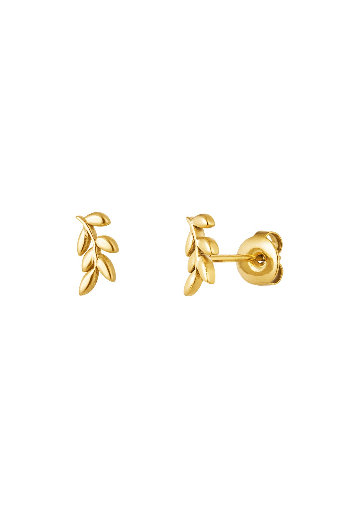 Ear studs leaves - Gold color (Pack with plastic bag) h5 