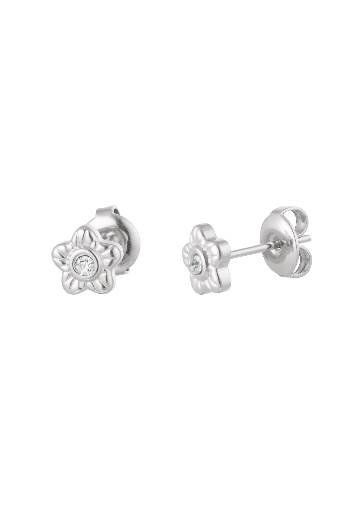 Ear studs flower - Silver color h5 