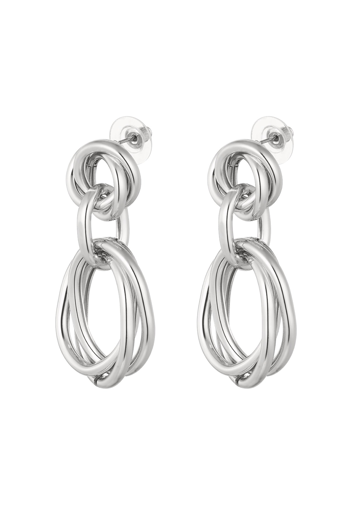 Earrings three link - Silver Color color h5 