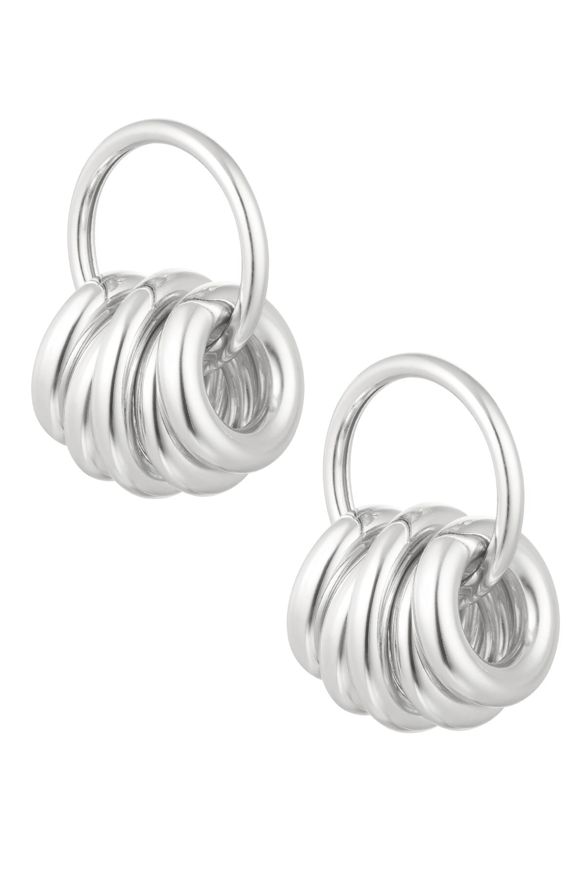 Earrings multiple rings - Silver color h5 