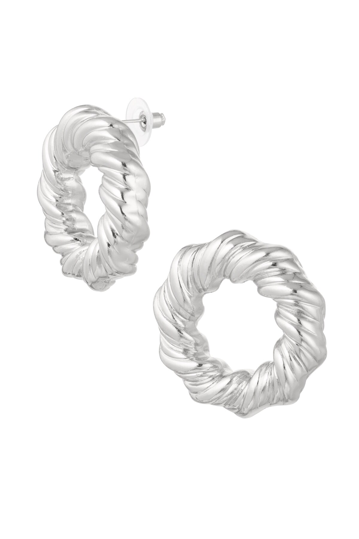 Earrings circle with print - Silver color h5 