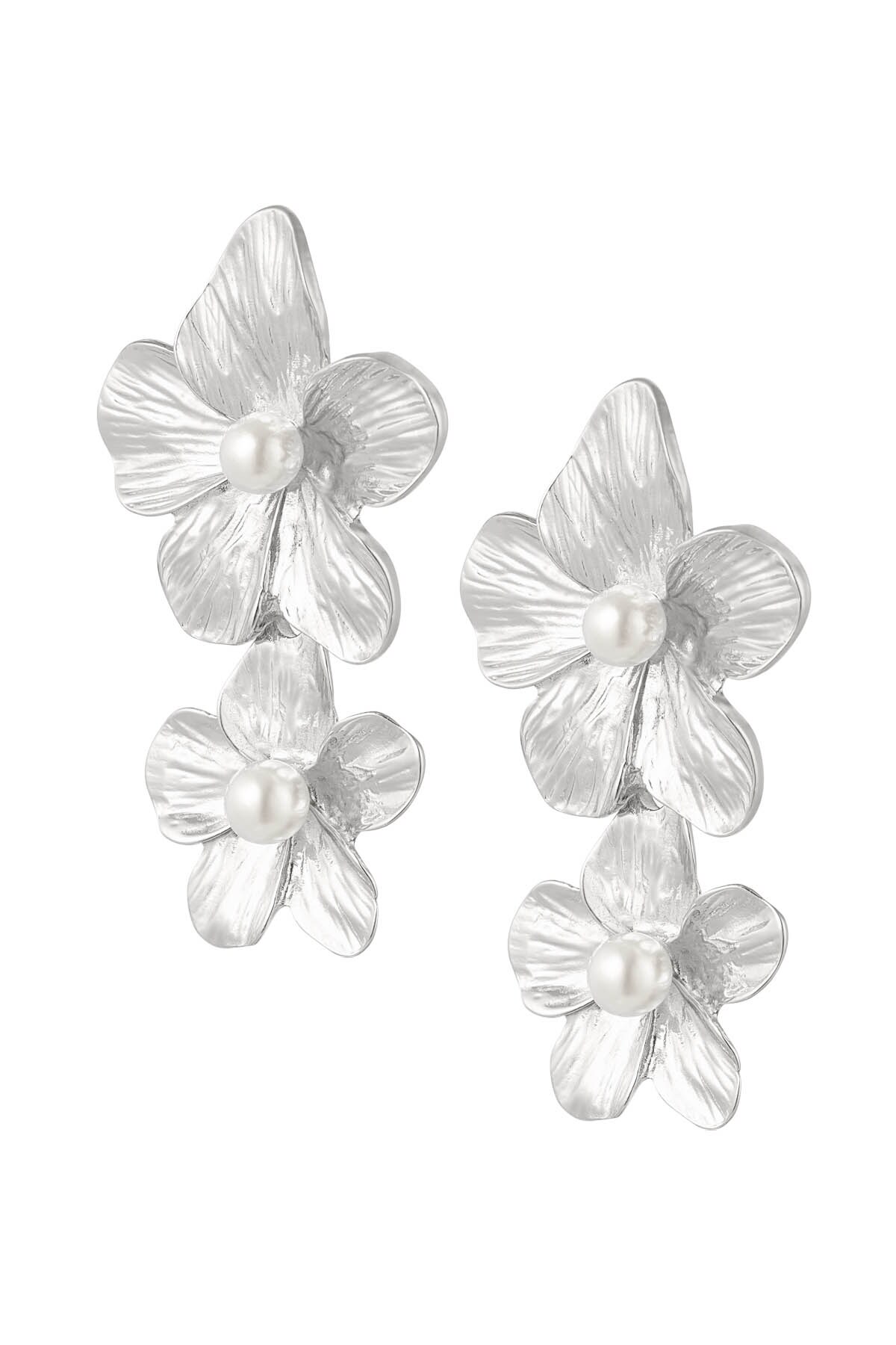 Earrings flowers - Silver color h5 