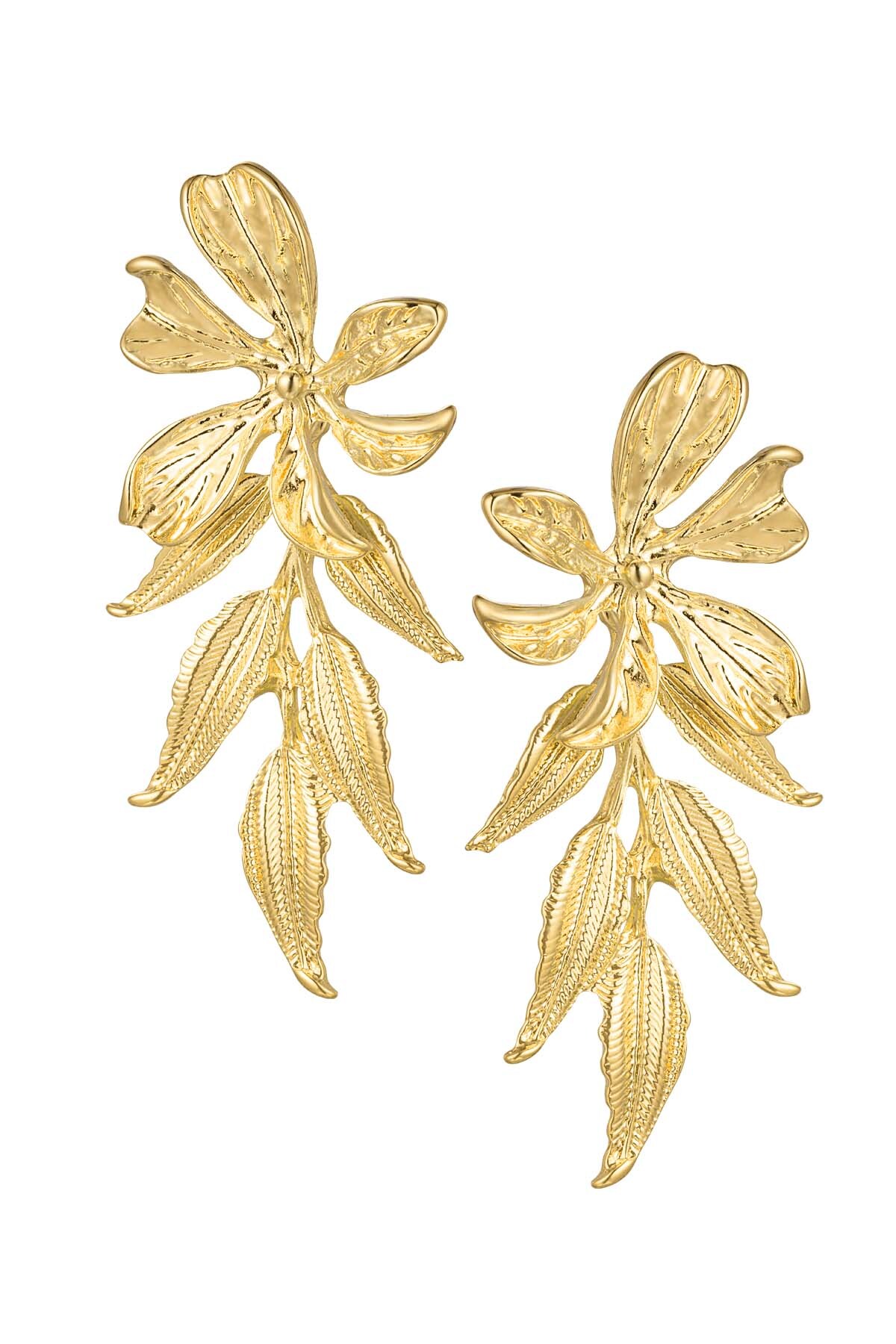 Statement earring studs flower power - gold Alloy 