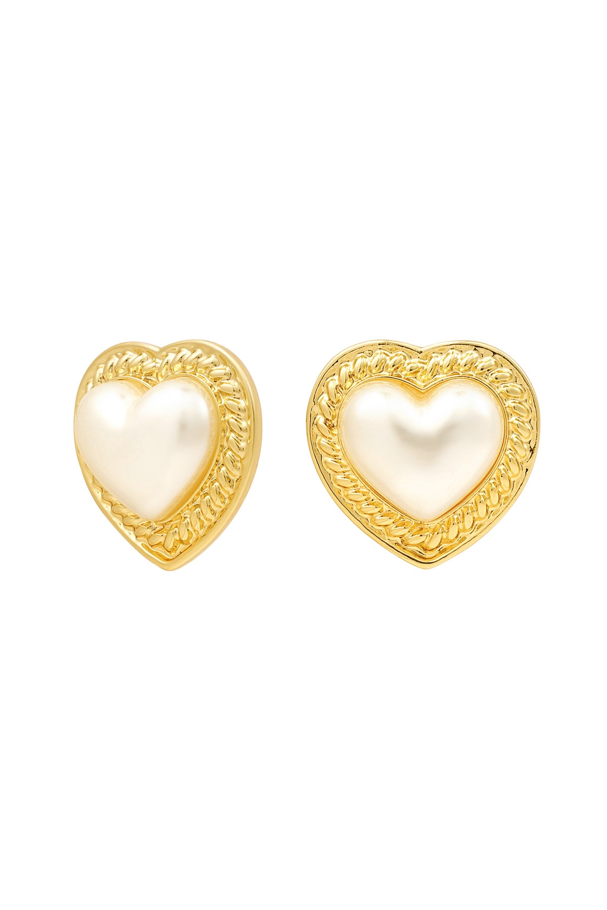 Earrings heart pearl - Gold color h5 