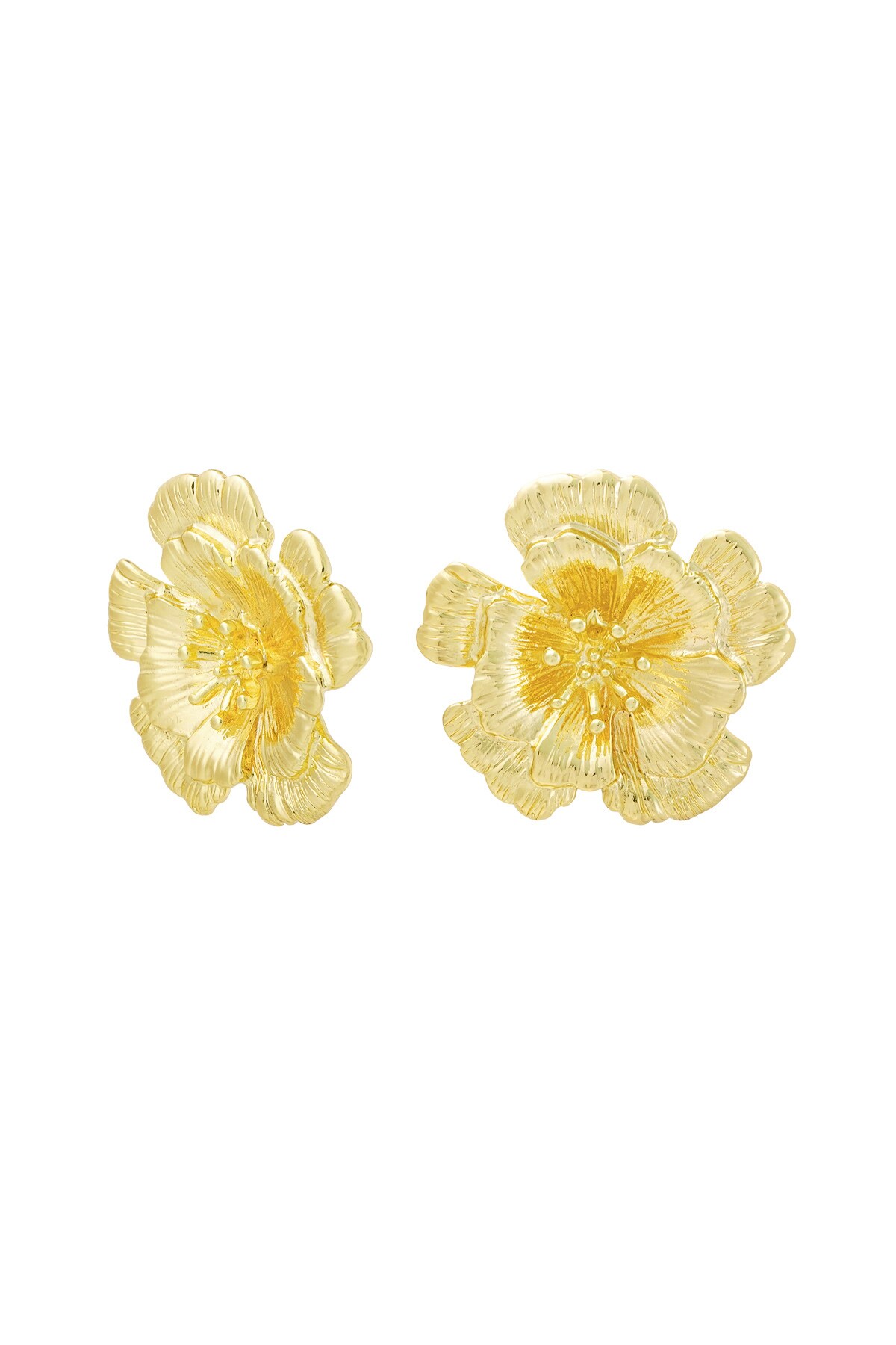 Earrings 3d flower - Gold color h5 