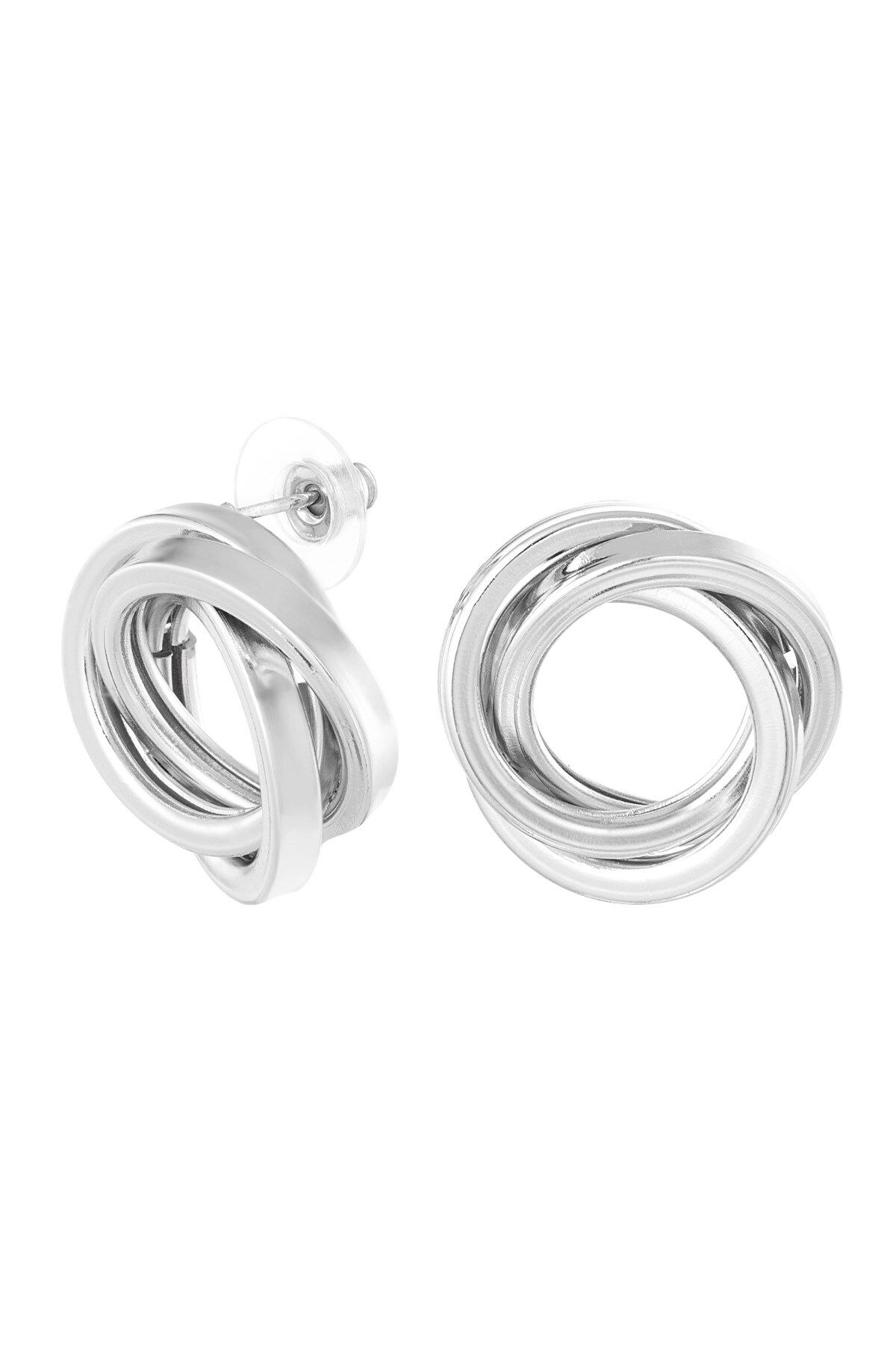 Earrings triple ring - Silver color h5 