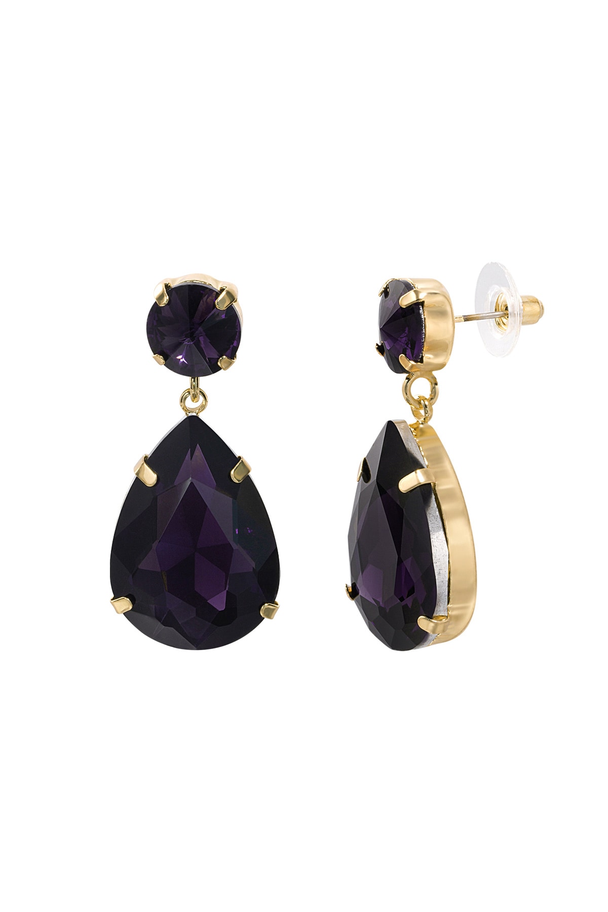 Pendientes gota de cristal - morado h5 