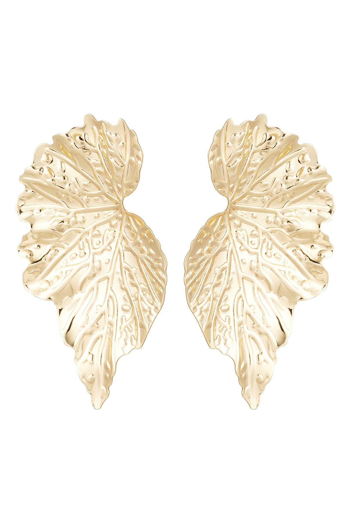 Earrings statement leaves - gold Metal h5 