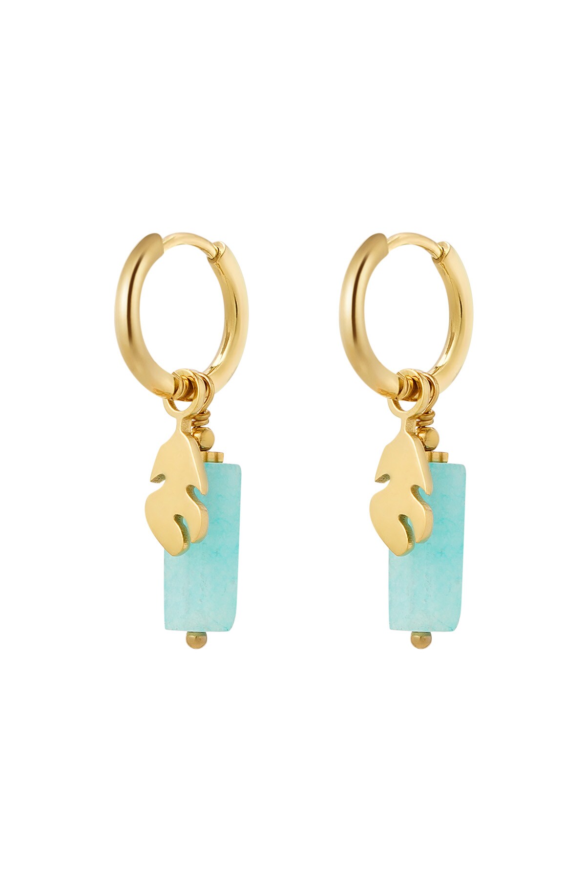 Earring blue with gold detail - Gold color h5 