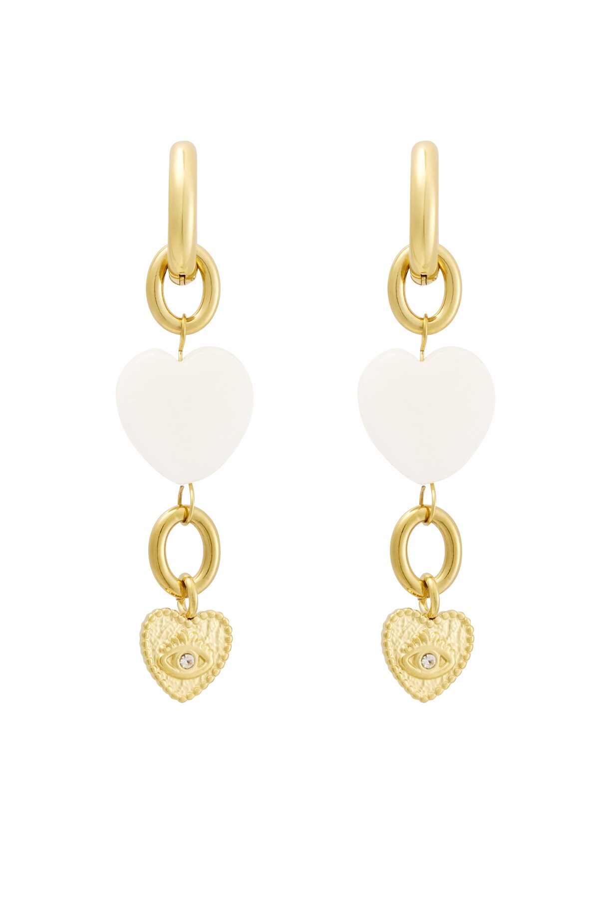 Earrings different hearts - Gold color h5 