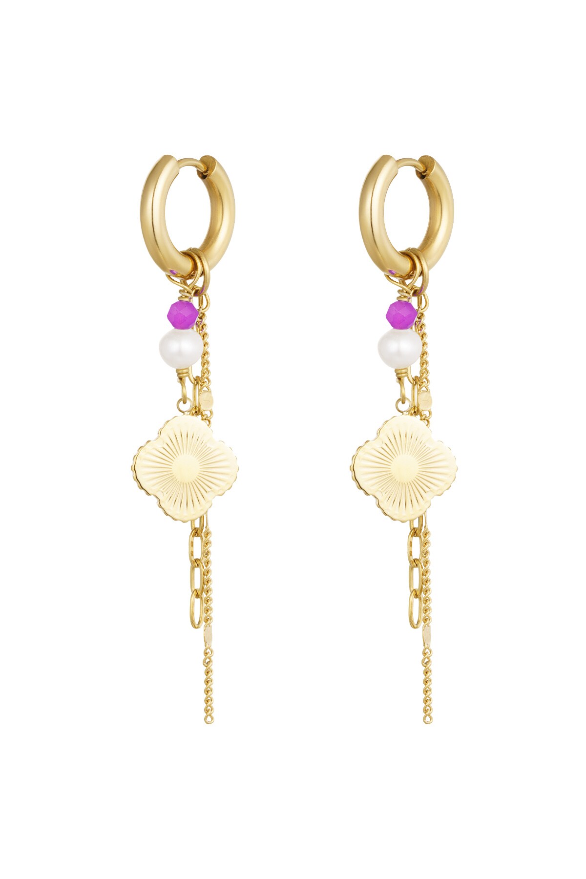 Earrings charm party - gold/pink 