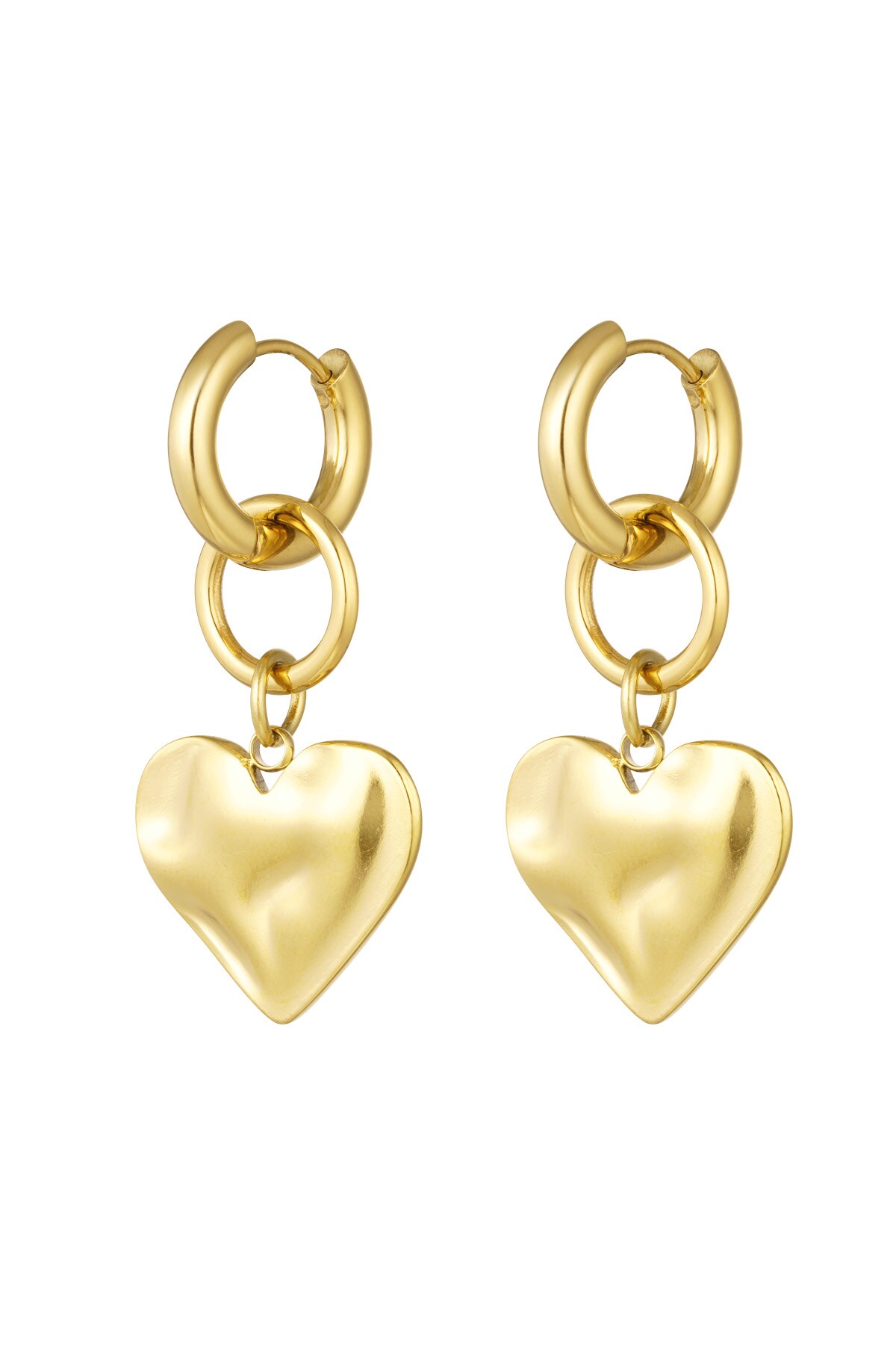 Earrings with heart charm - Gold color h5 