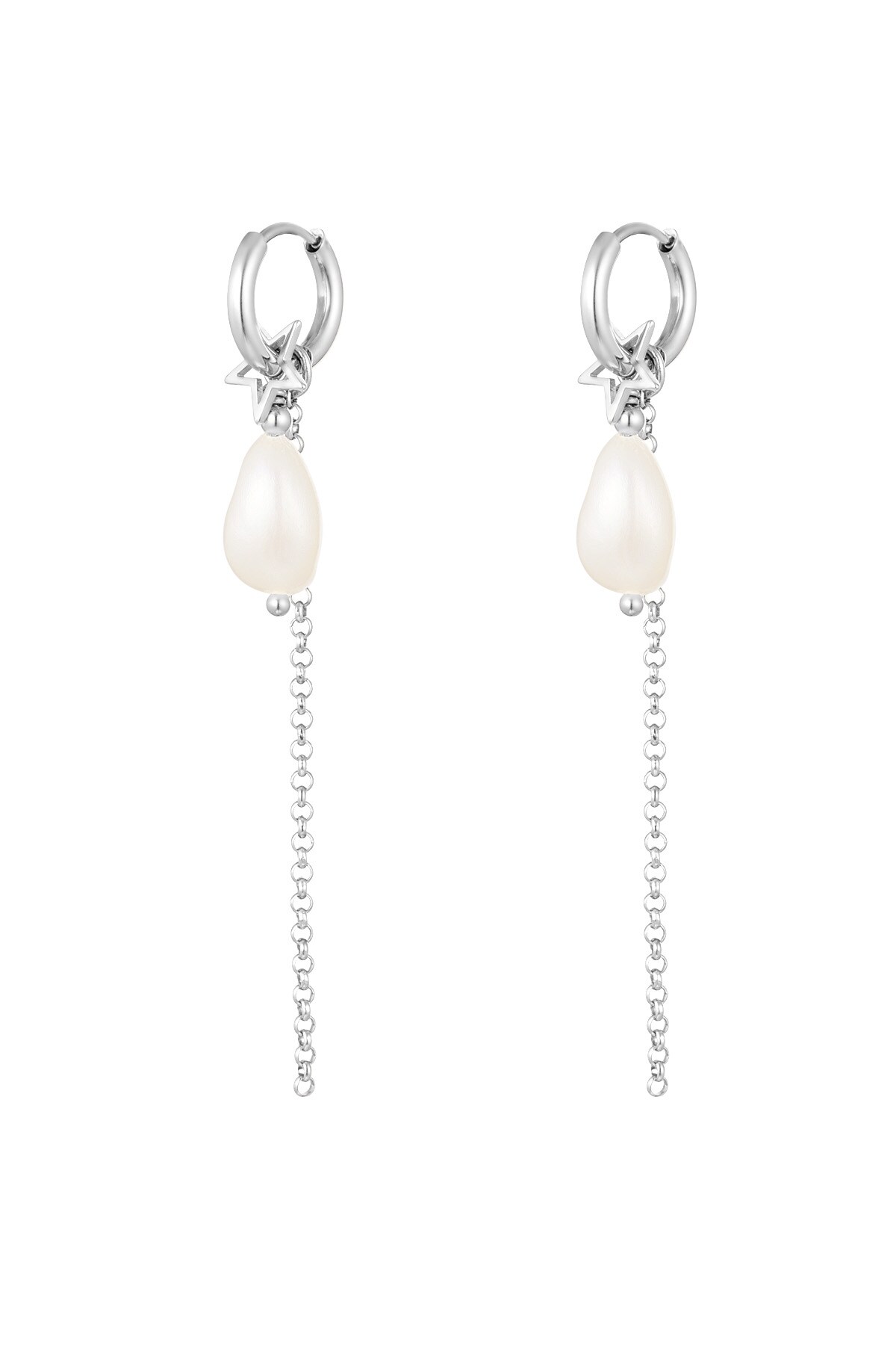 Earrings with pearl pendant - silver Stainless Steel h5 