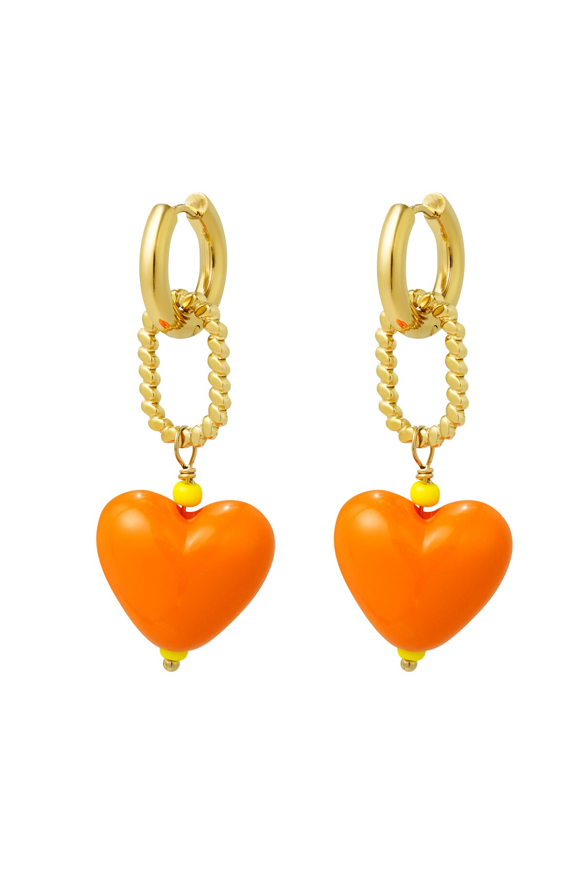 Earring heart orange - Gold color h5 