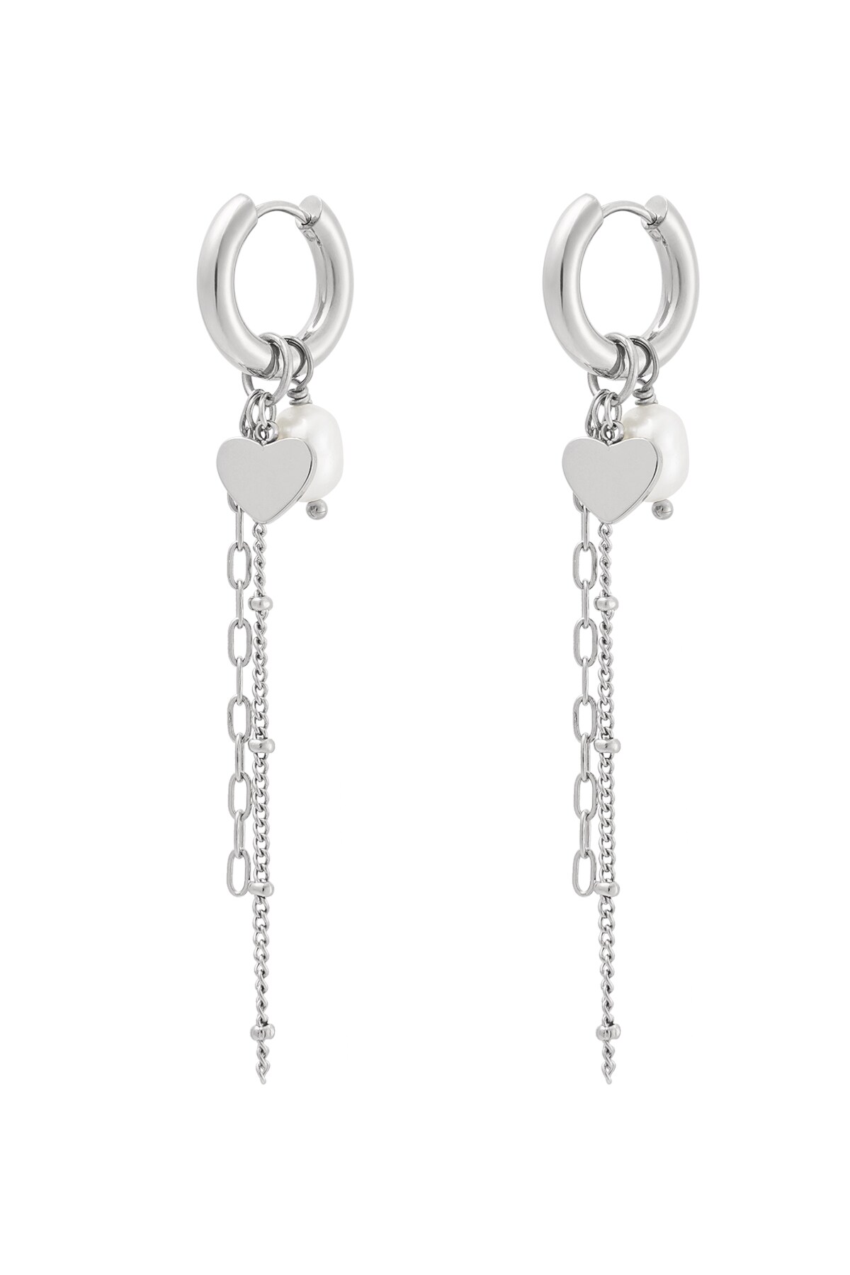 Earrings necklace party - Silver color h5 