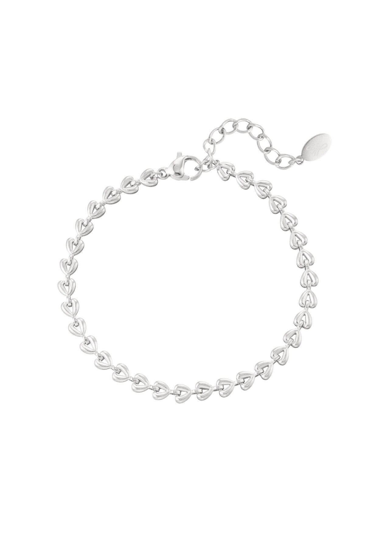 Bracelet linked hearts - Silver color h5 