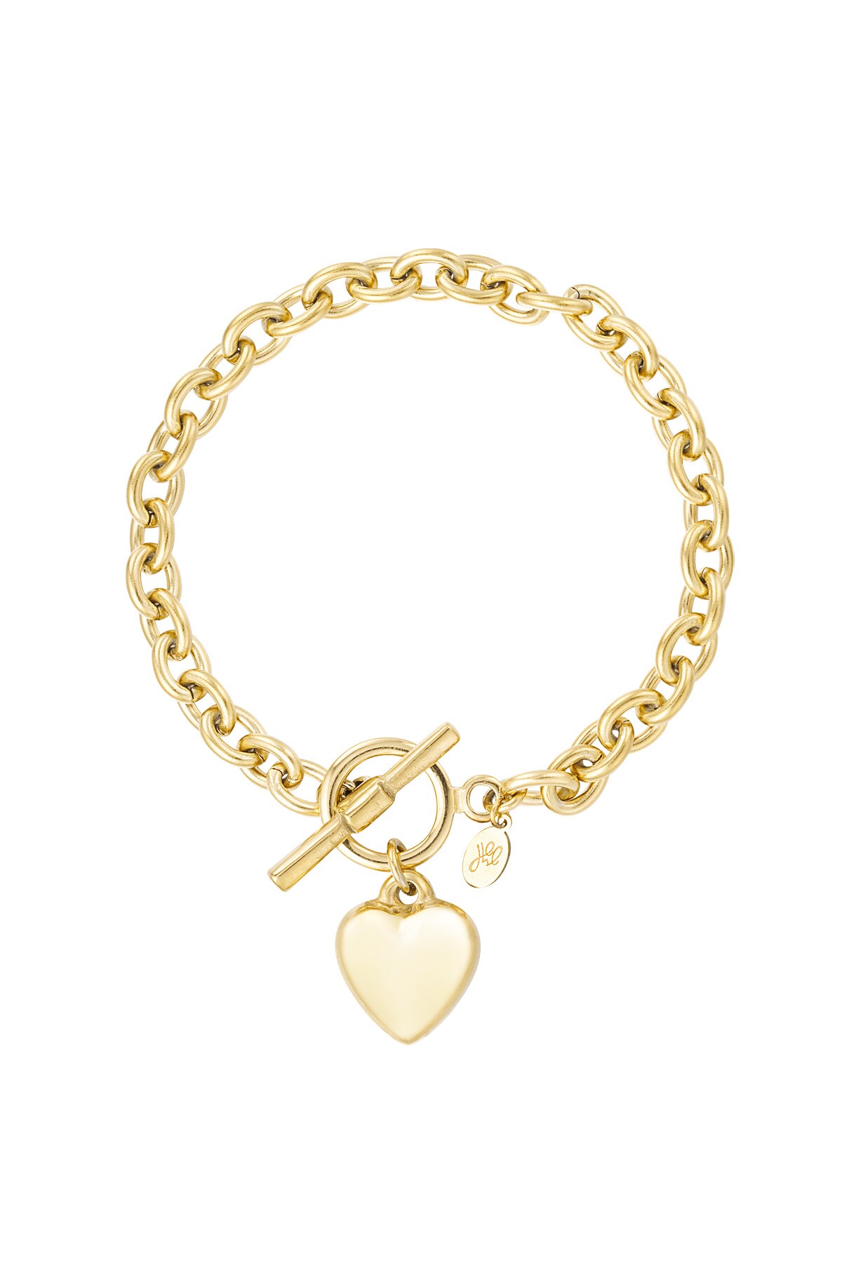 Link bracelet with heart - Gold color h5 