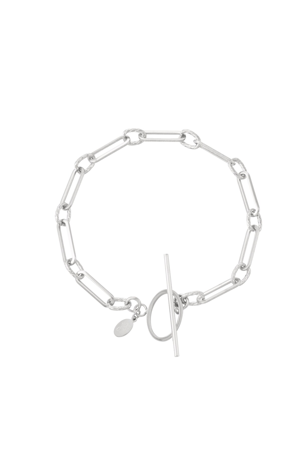 Thin link bracelet with round closure - Silver color h5 