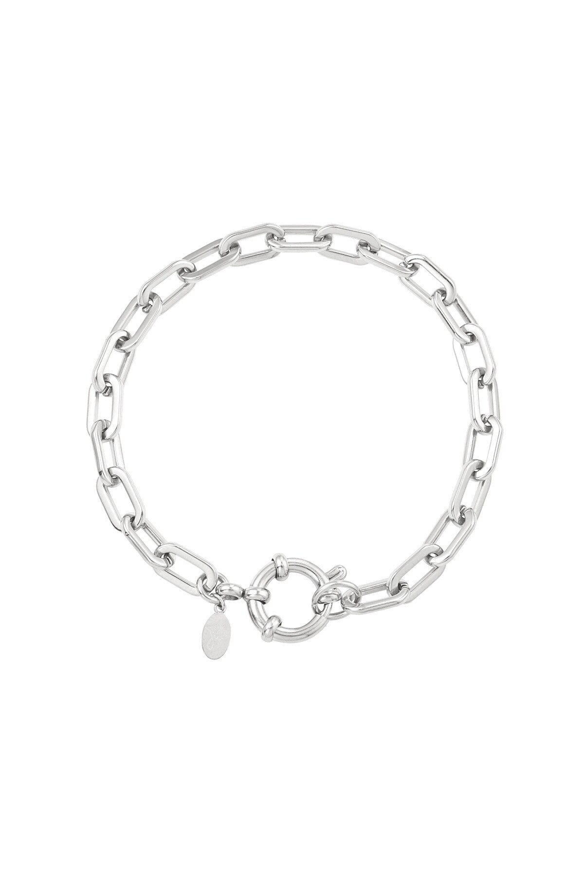 Link bracelet round closure - Silver color h5 