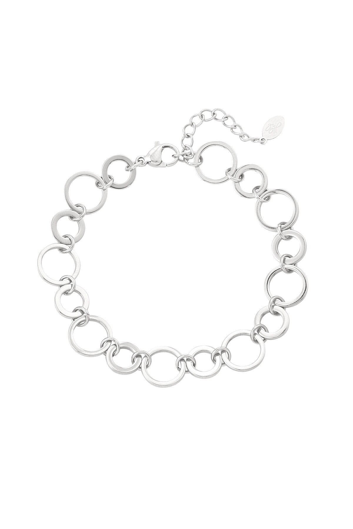 Bracelet small and large links round - Silver color h5 