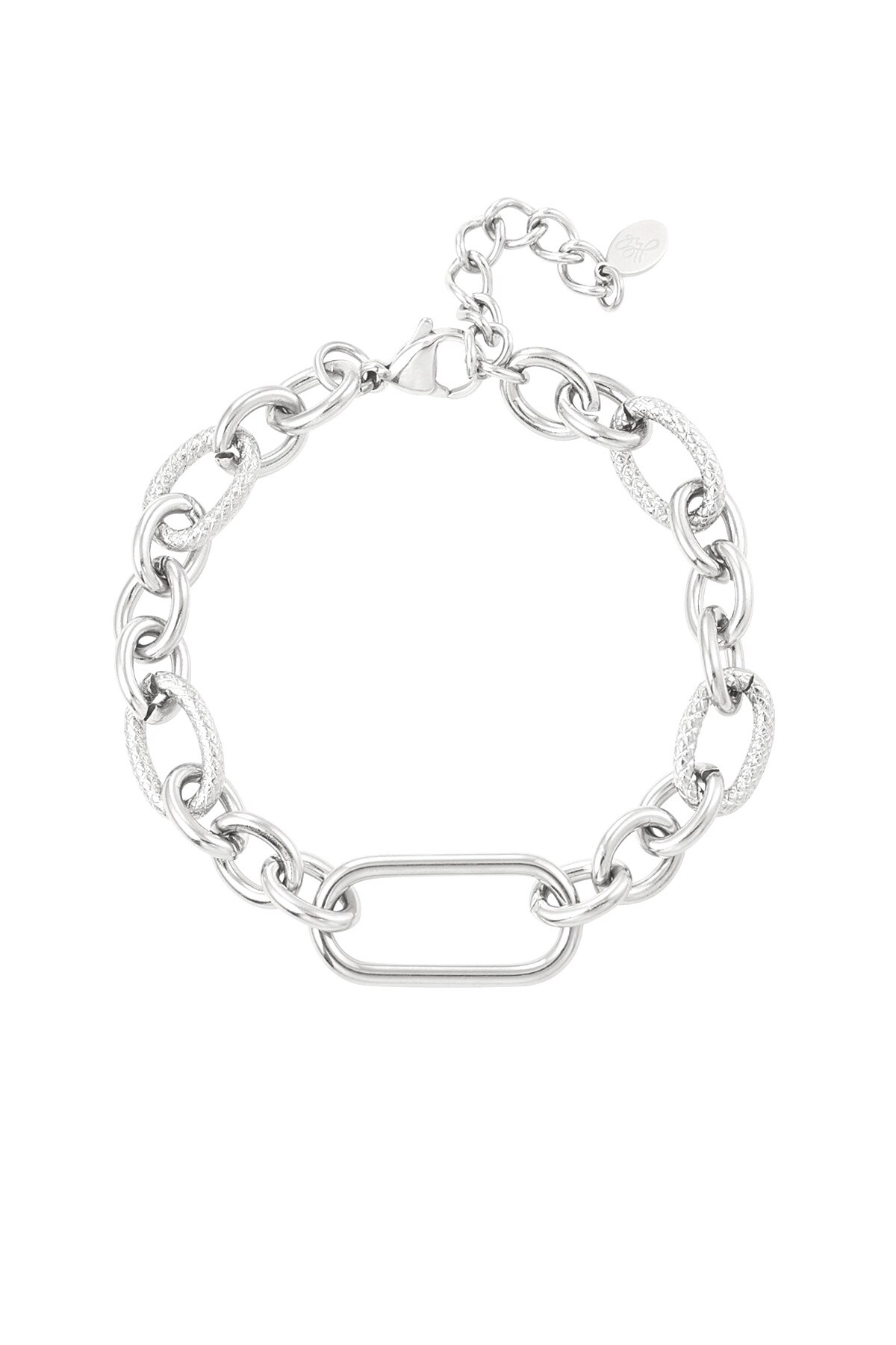 Link bracelet rectangular detail - Silver color h5 