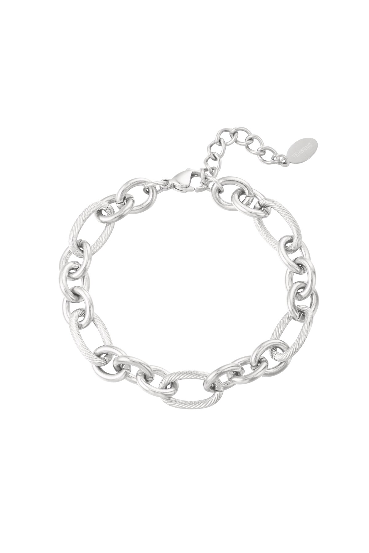 Link bracelet different links - Silver color h5 