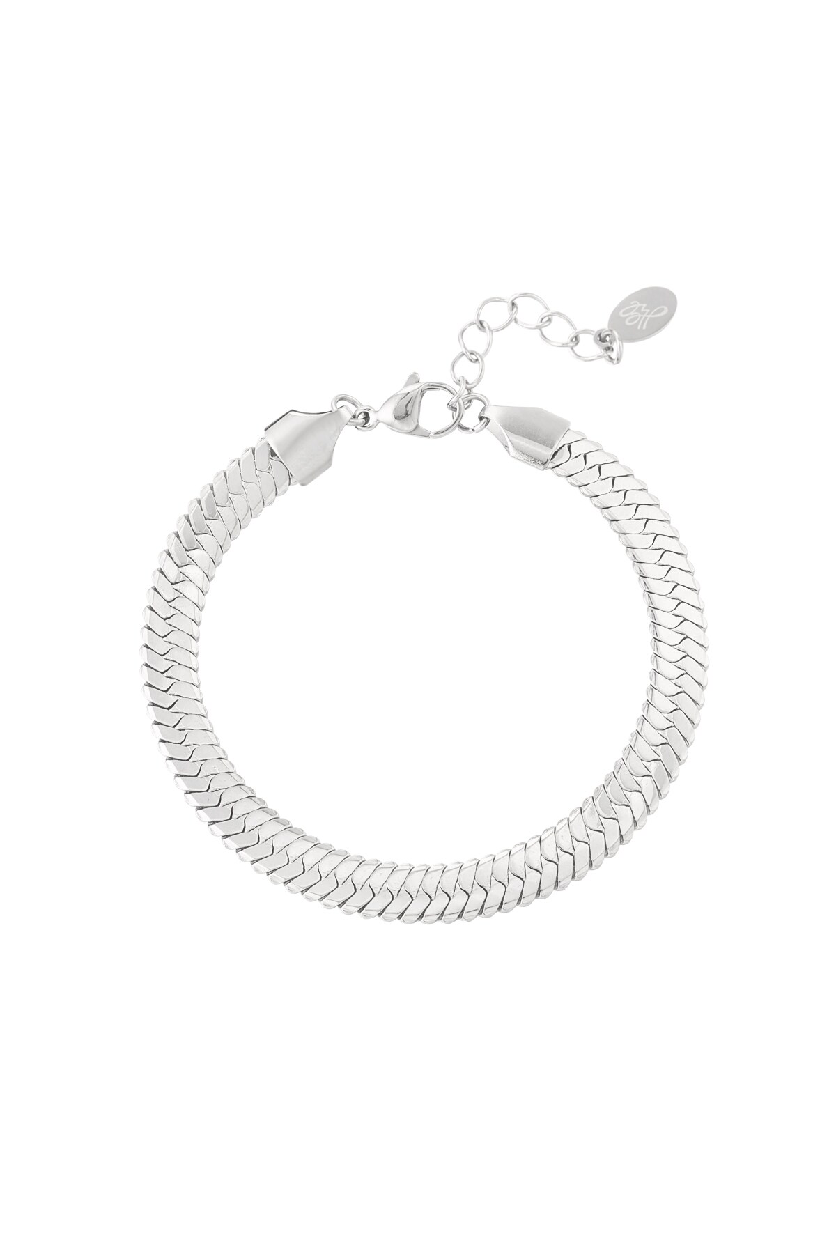 Bracelet flat braided - Silver color h5 